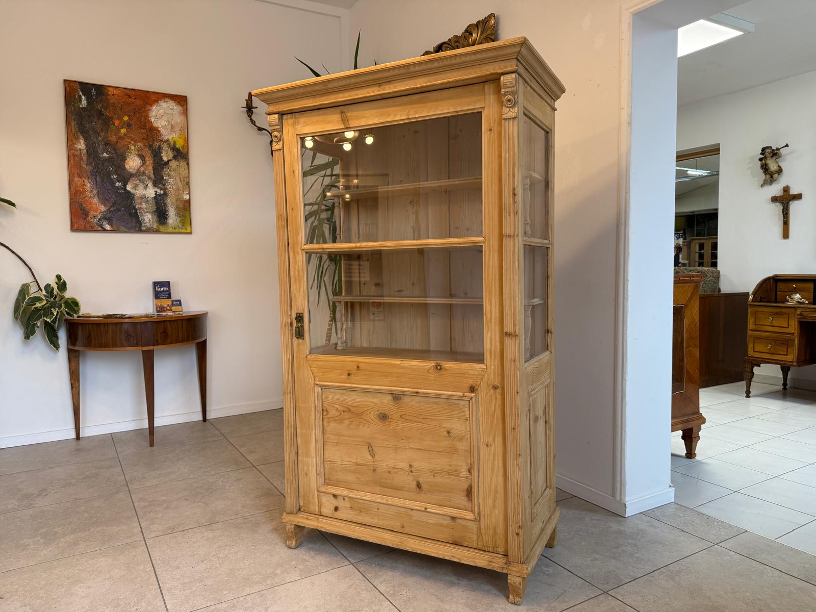 Bäuerliche Gründerzeit Vitrine Bauernvitrine Bauernschrank Naturholz G2215