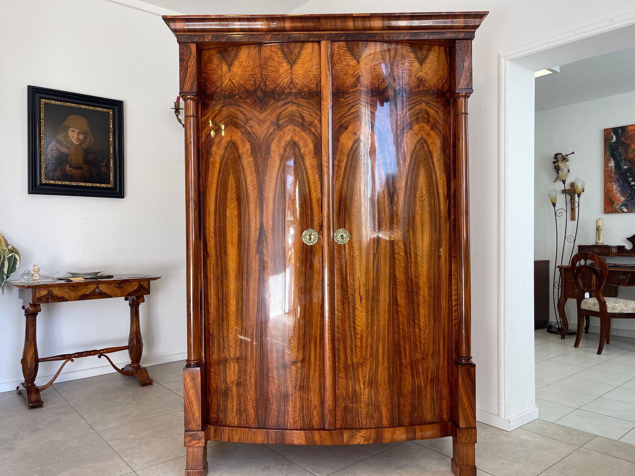 SALE Traum Empire Schrank Säulenschrank Restauriert Antiquität Marketiert G1378