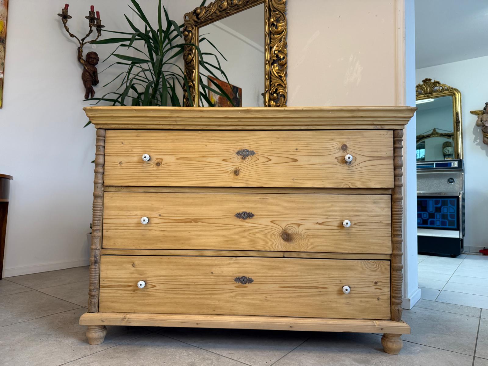 Originale Gründerzeit Kommode Restauriert Fichtenholz Antik D1081