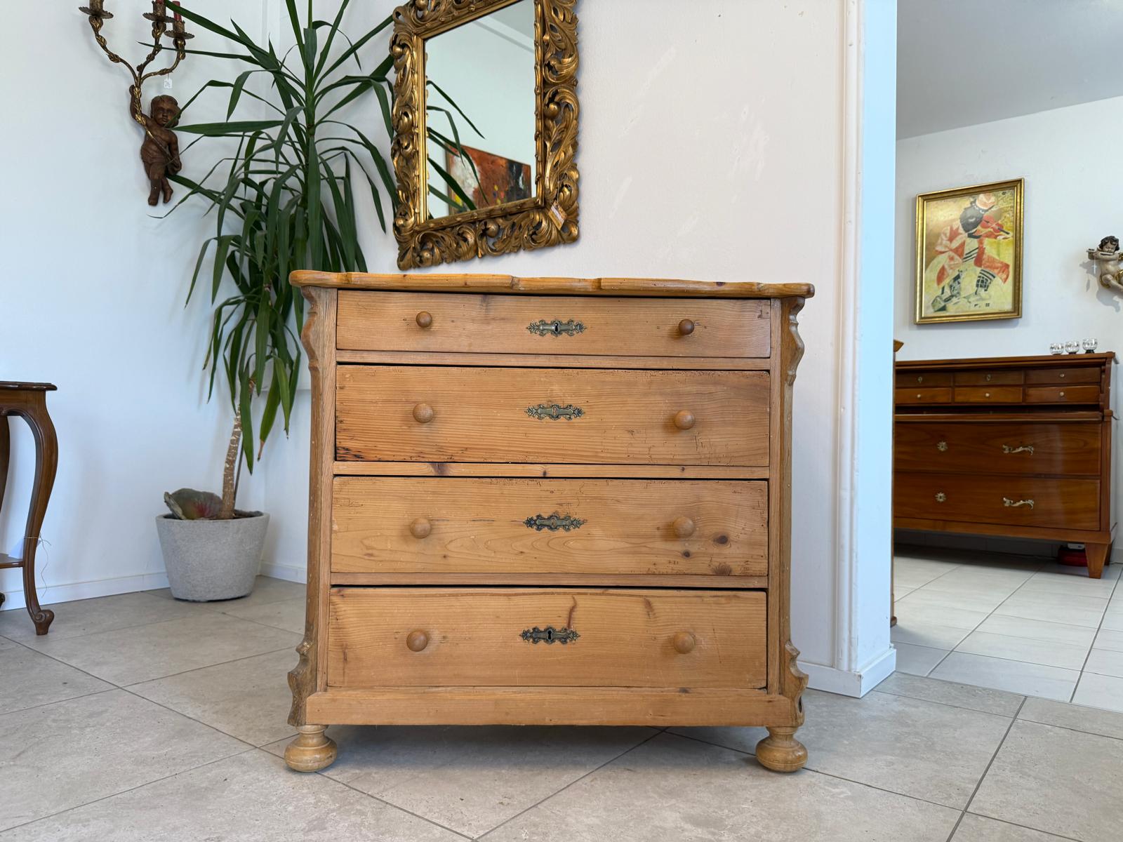 Gründerzeit 4 Laden Kommode Ladenschrank Naturholz Bauernkommode G1837