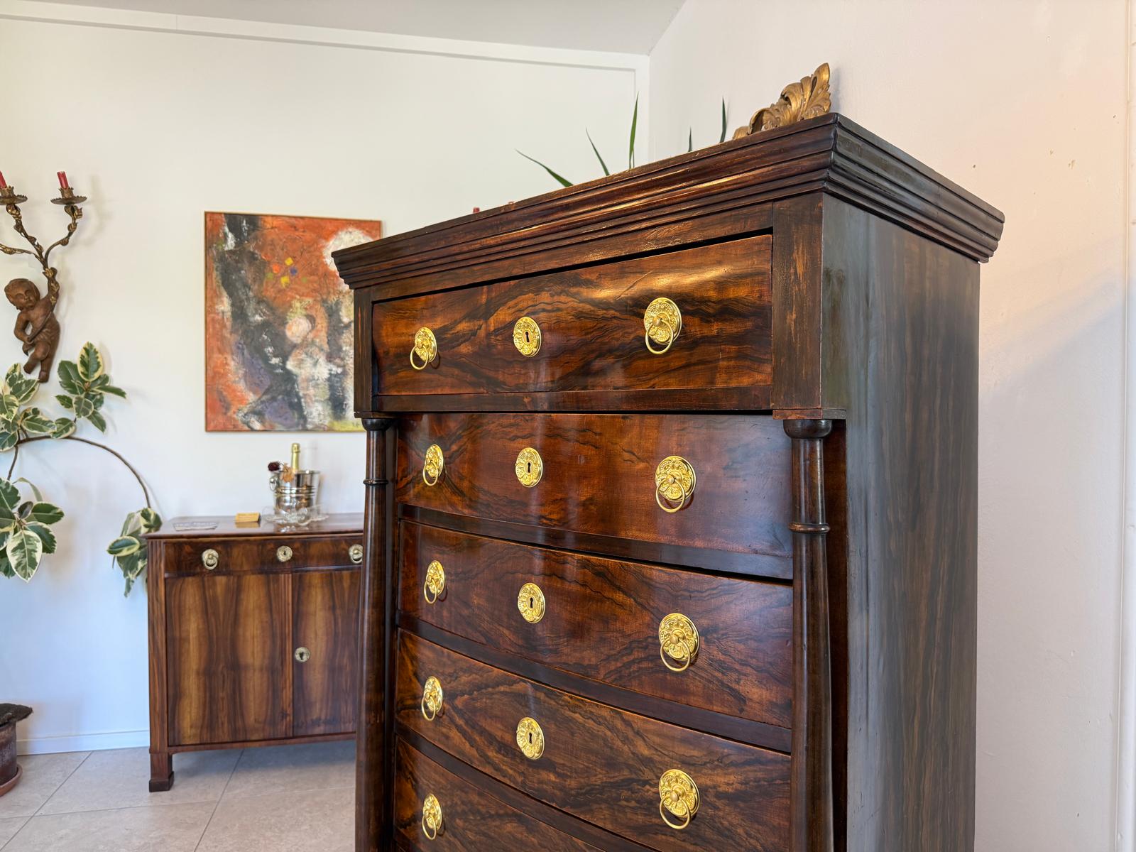 Empire Wochenkommode Nussholz Ladenschrank Antik G2089
