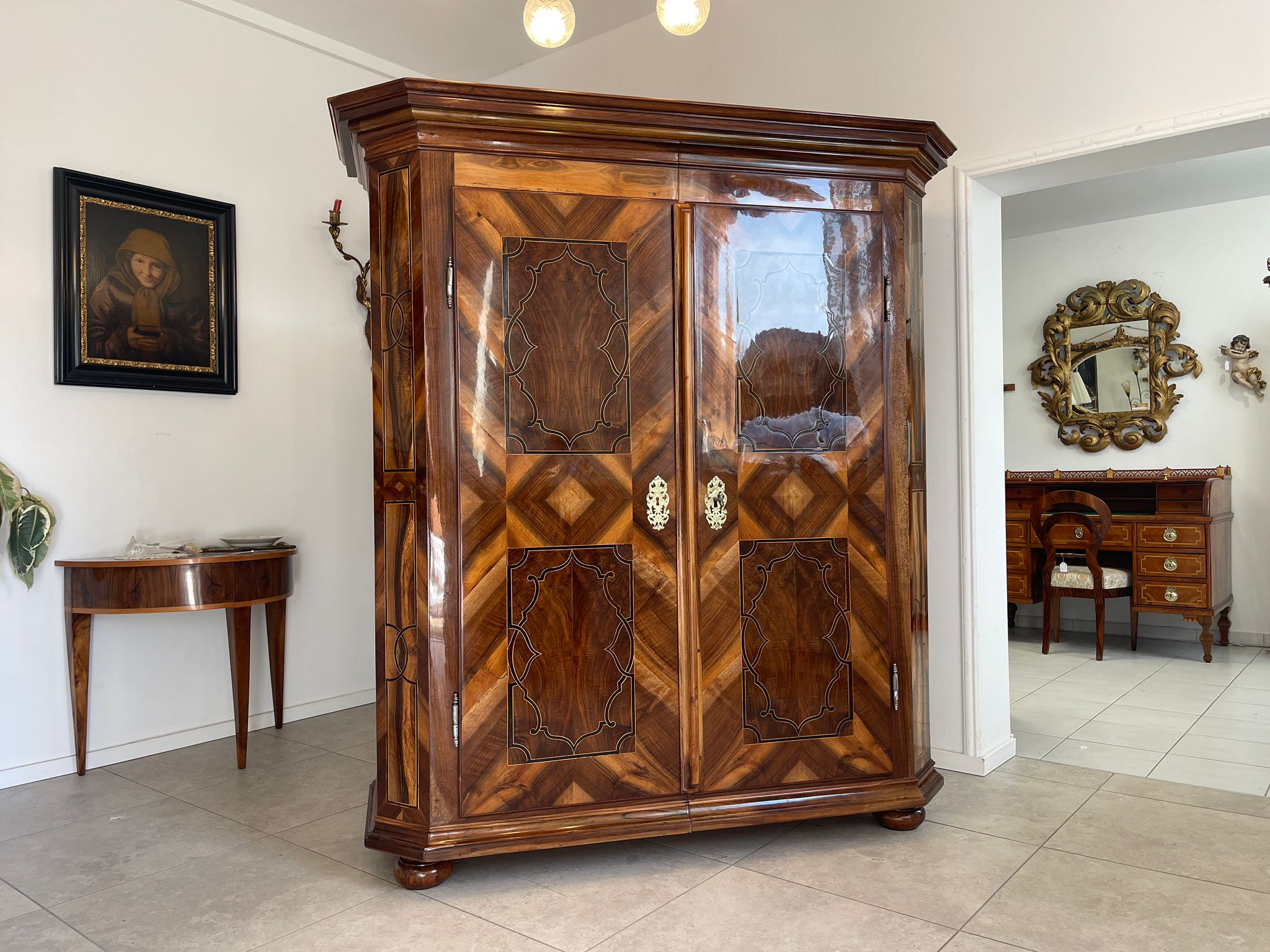 SALE Restauriert Barocker Hallenschrank Barockschrank Museumsexemplar Antiquität G1138