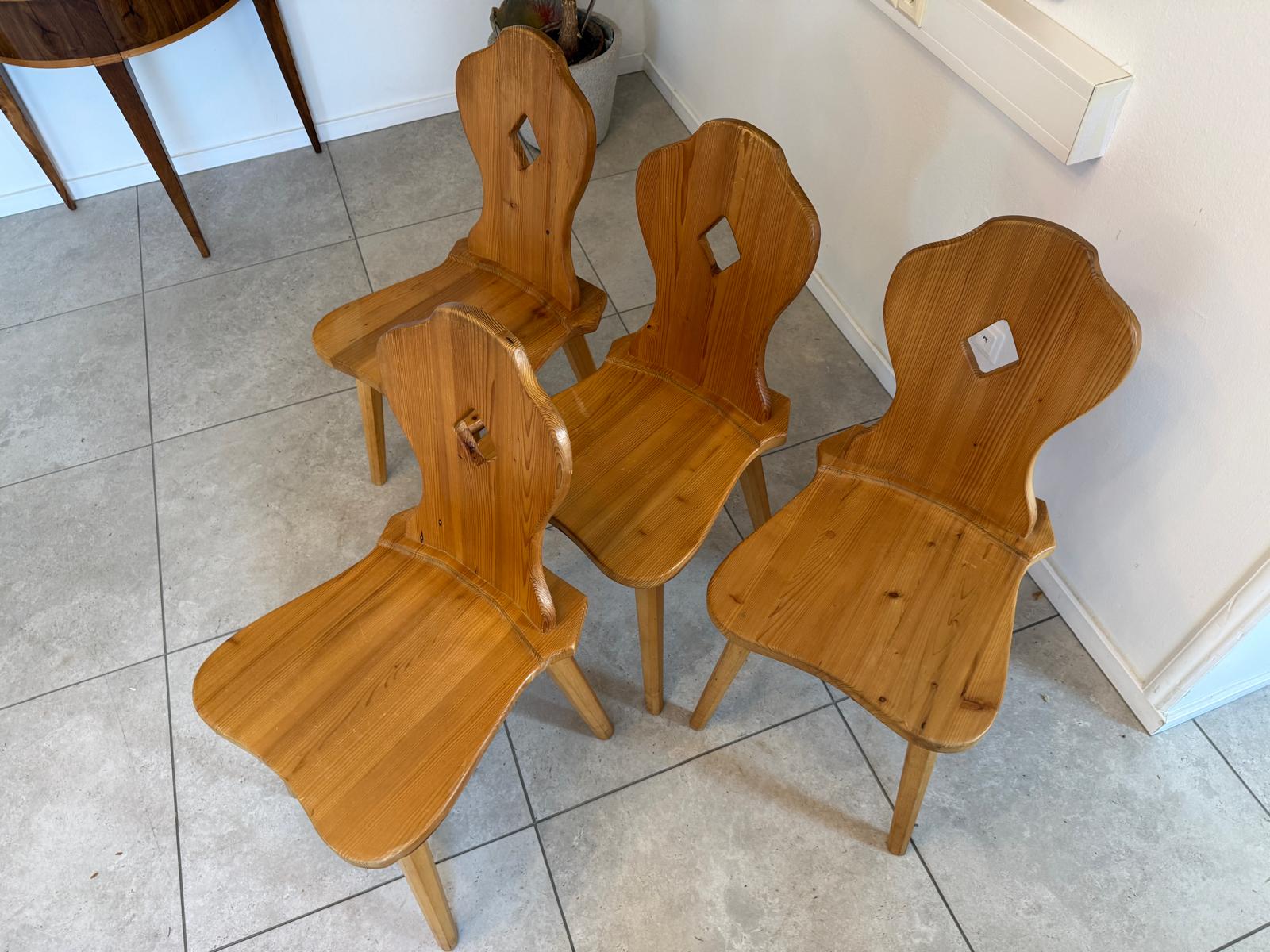 4 Antike Weichholz Kiefernholz Bauernsessel Sessel G1045-1