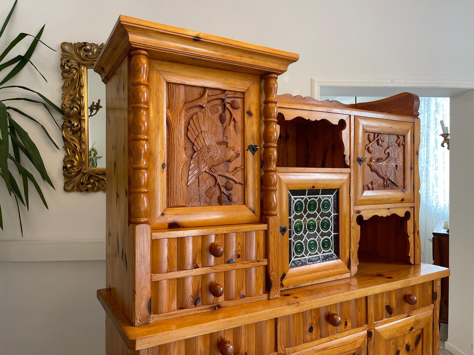 Zirbenholz Kredenz Butzenglas Küchenschrank G1173