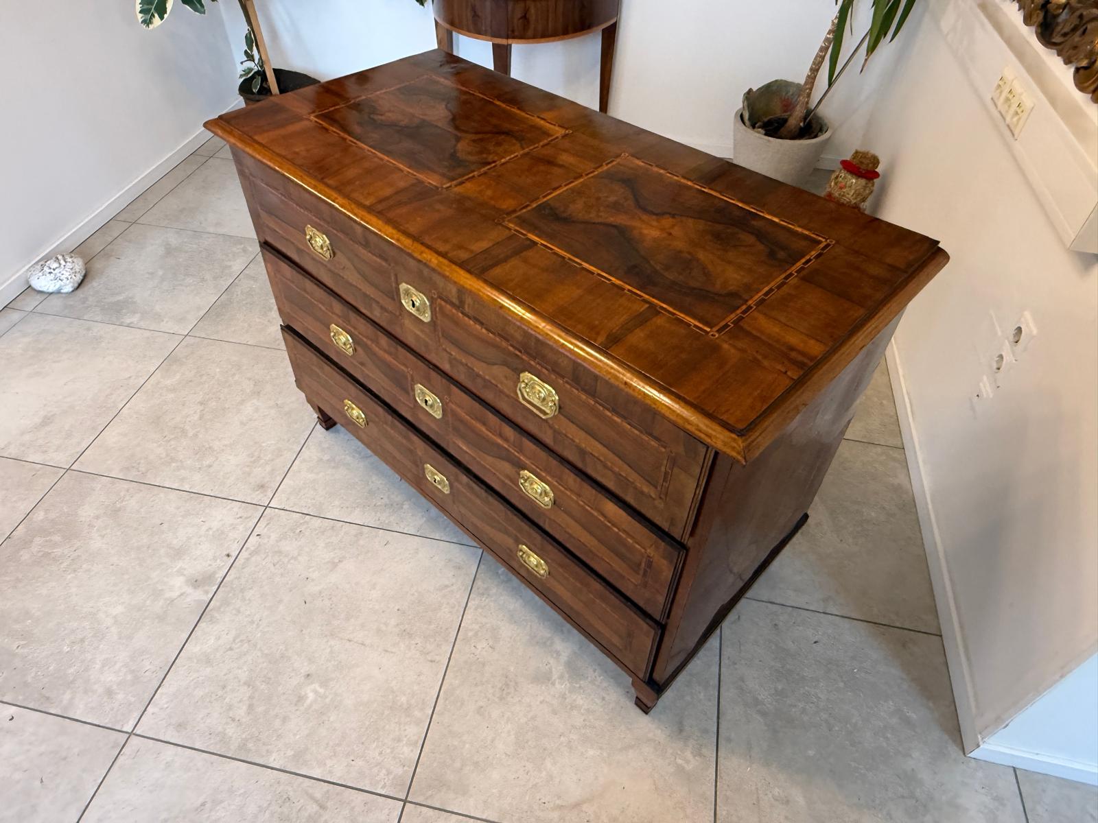 Barock Kommode Obstholz Marketerien Antiquität Nussholz  G2369