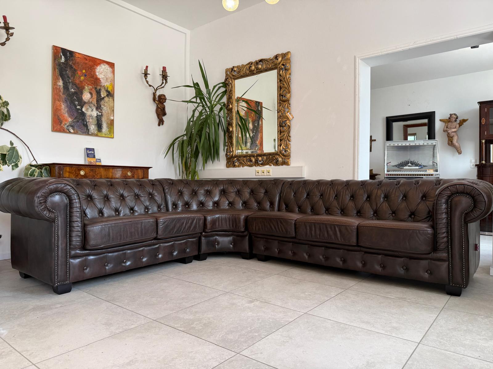 Chesterfield Ecksofa Clubsofa Couch Zigarrenbraun D2522