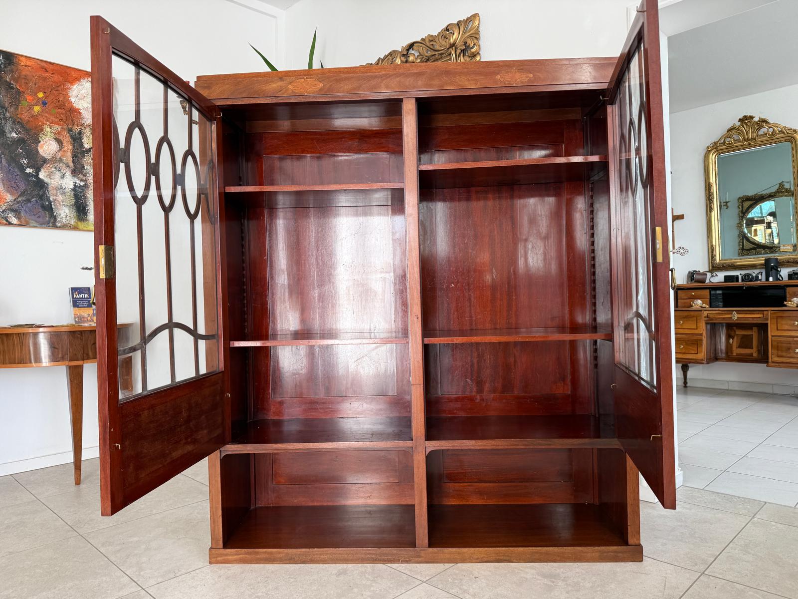 Originale Jugendstil Bücherschrank Vitrine Marketiert Antiquität G2187