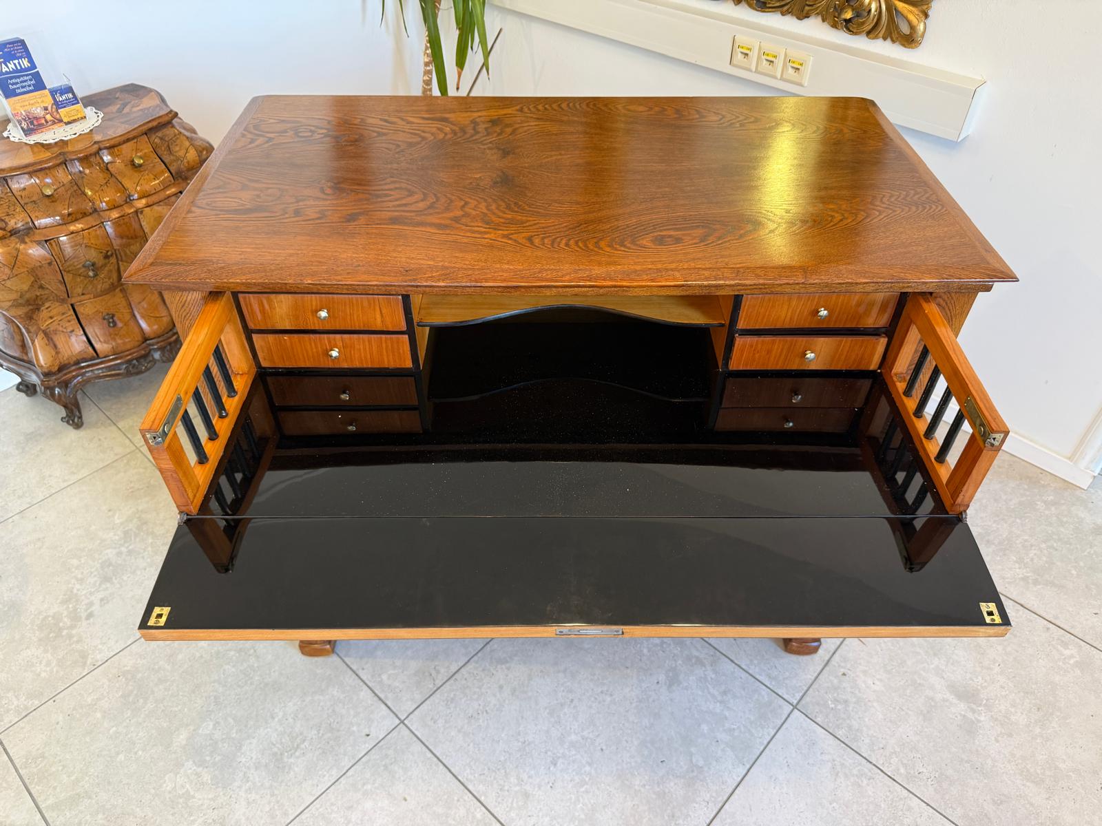 Biedermeier Schreibkommode Eichenholz Antiquität Antikmöbel Restauriert D1174
