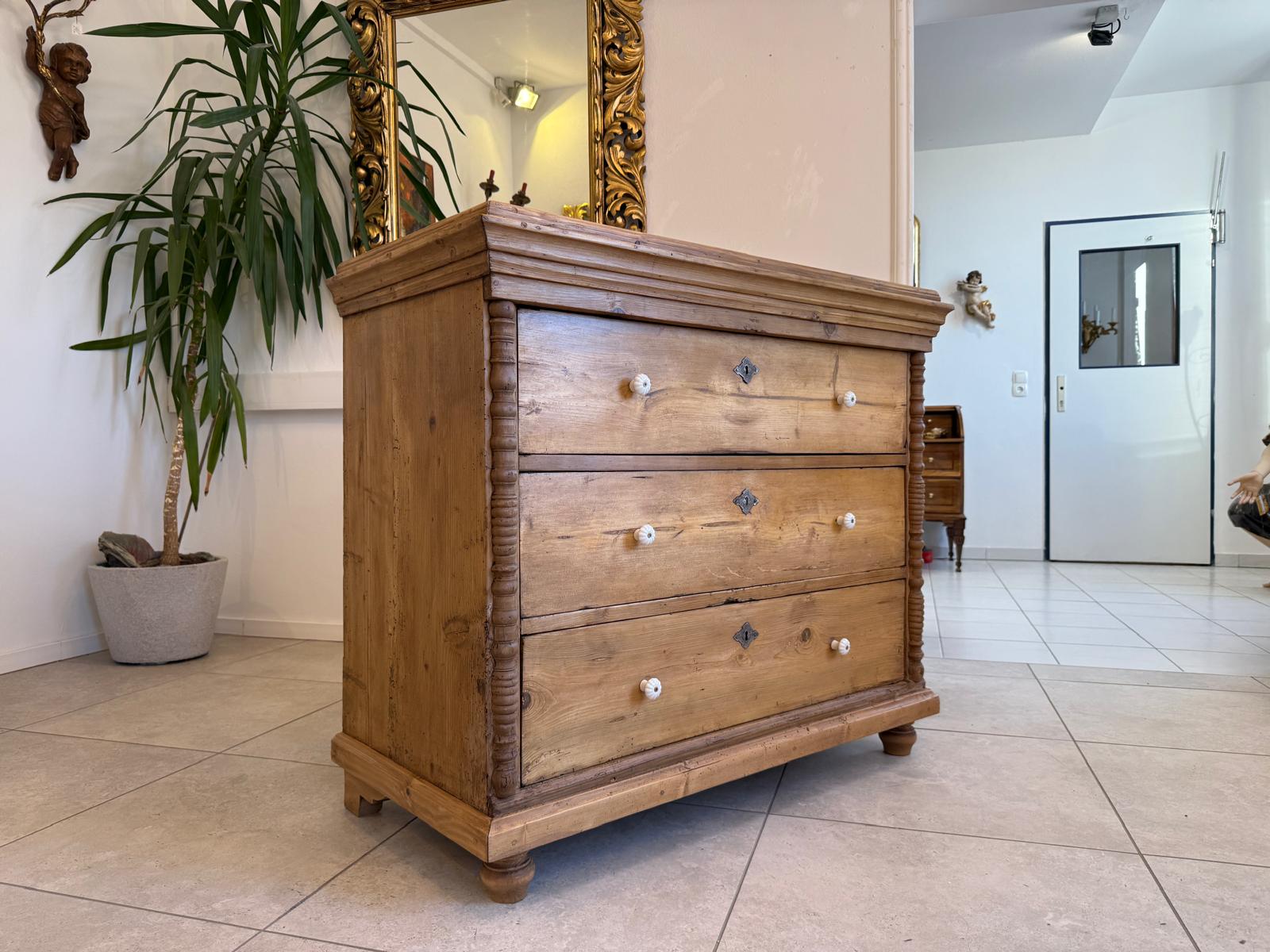 Originale Gründerzeit Kommode Antik 3 Laden aus Fichtenholz Weichholz G2280