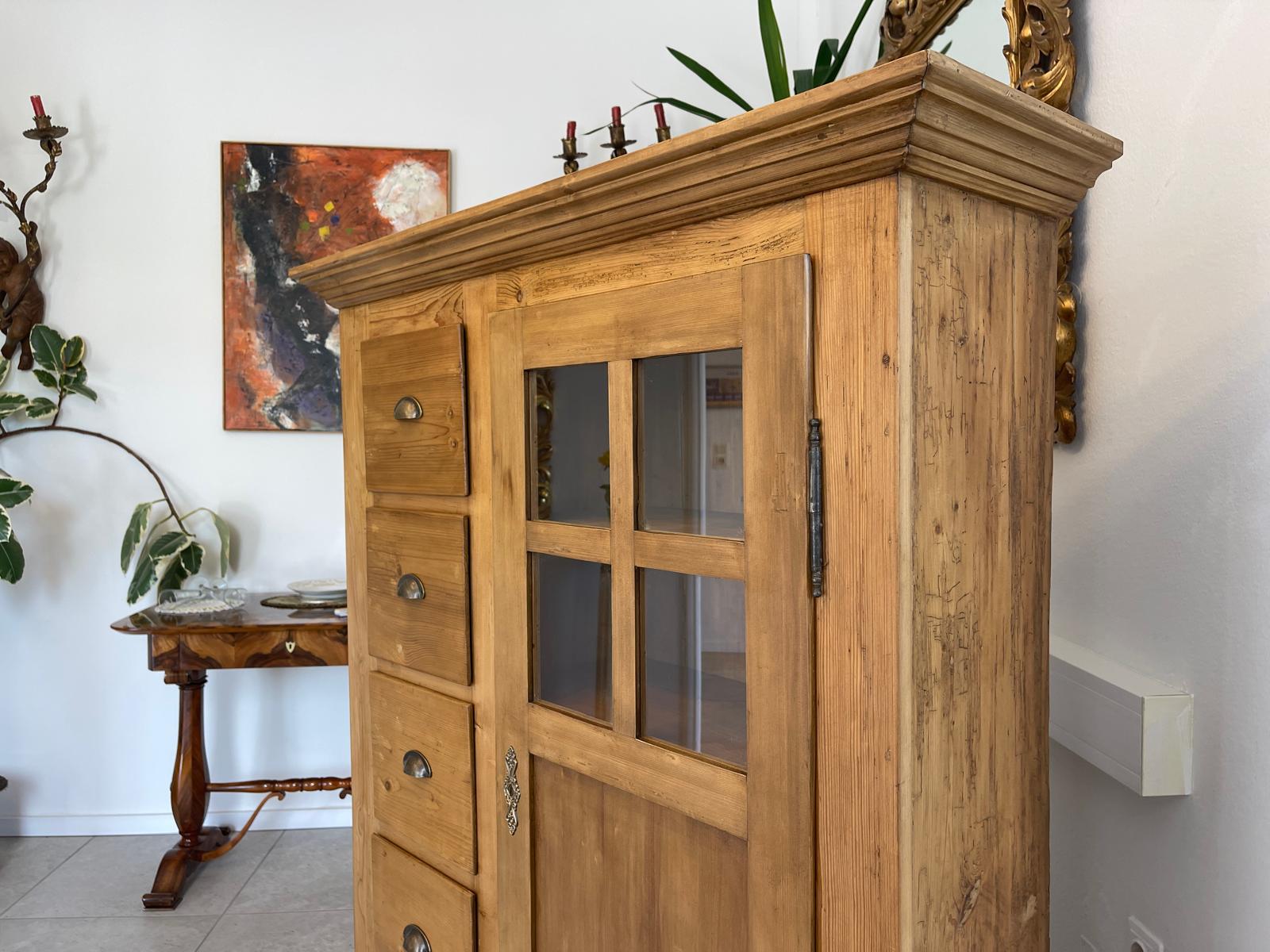 Antiker Biedermeier Brotschrank Almerschrank Vorratskasten Vitrine Bauernvitrine G1652