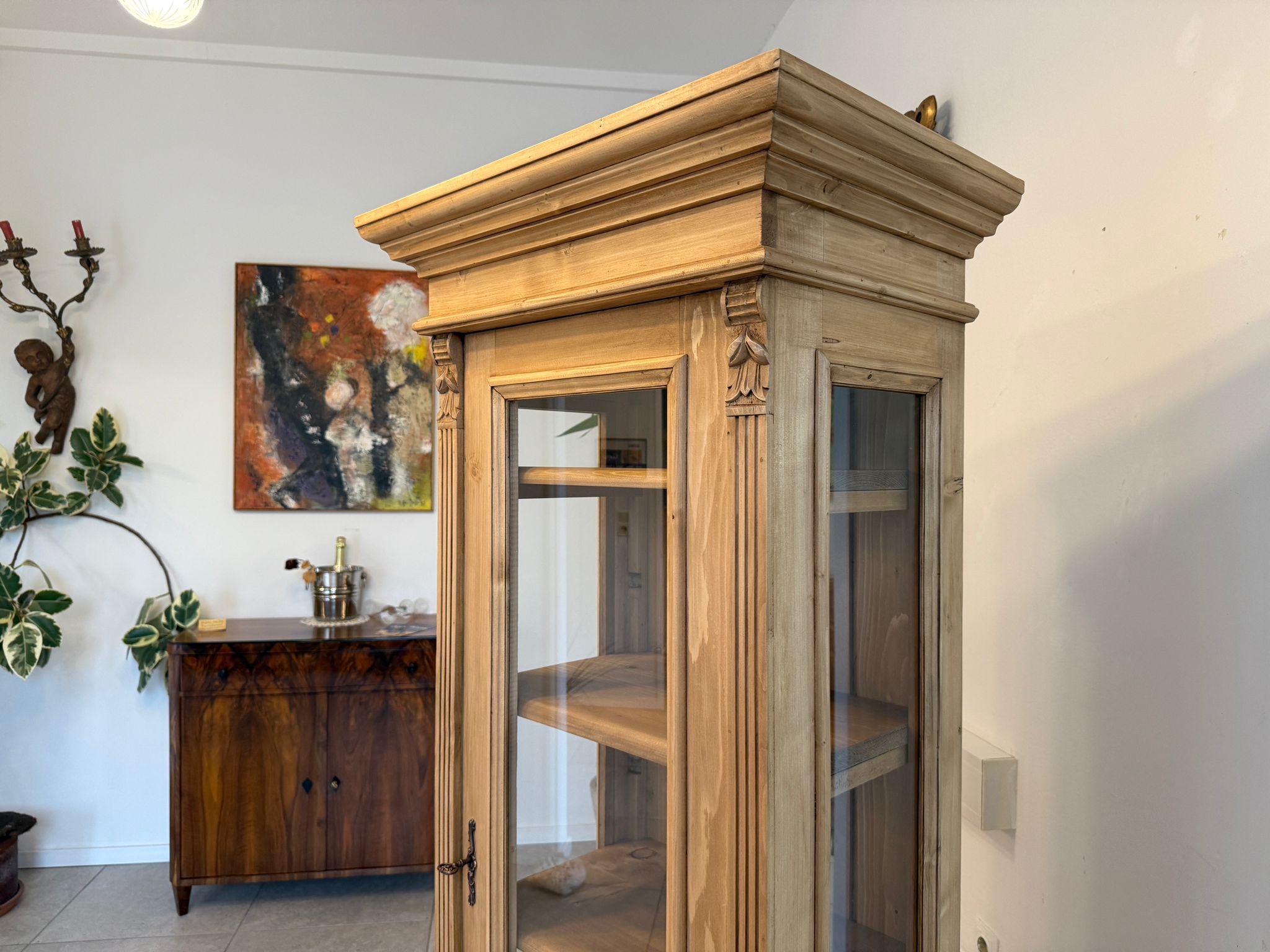 Bäuerliche Vitrine Bauernvitrine Bauernschrank Naturholz Vitrine A4130
