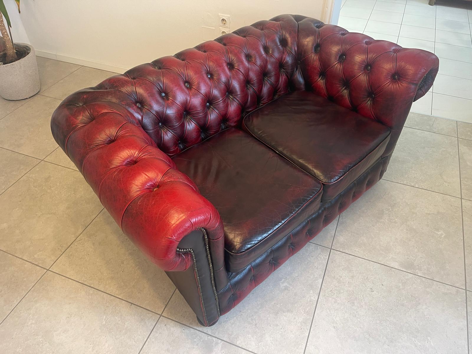Chesterfield 2er Clubsofa Diwan Couch Oxblood G1053