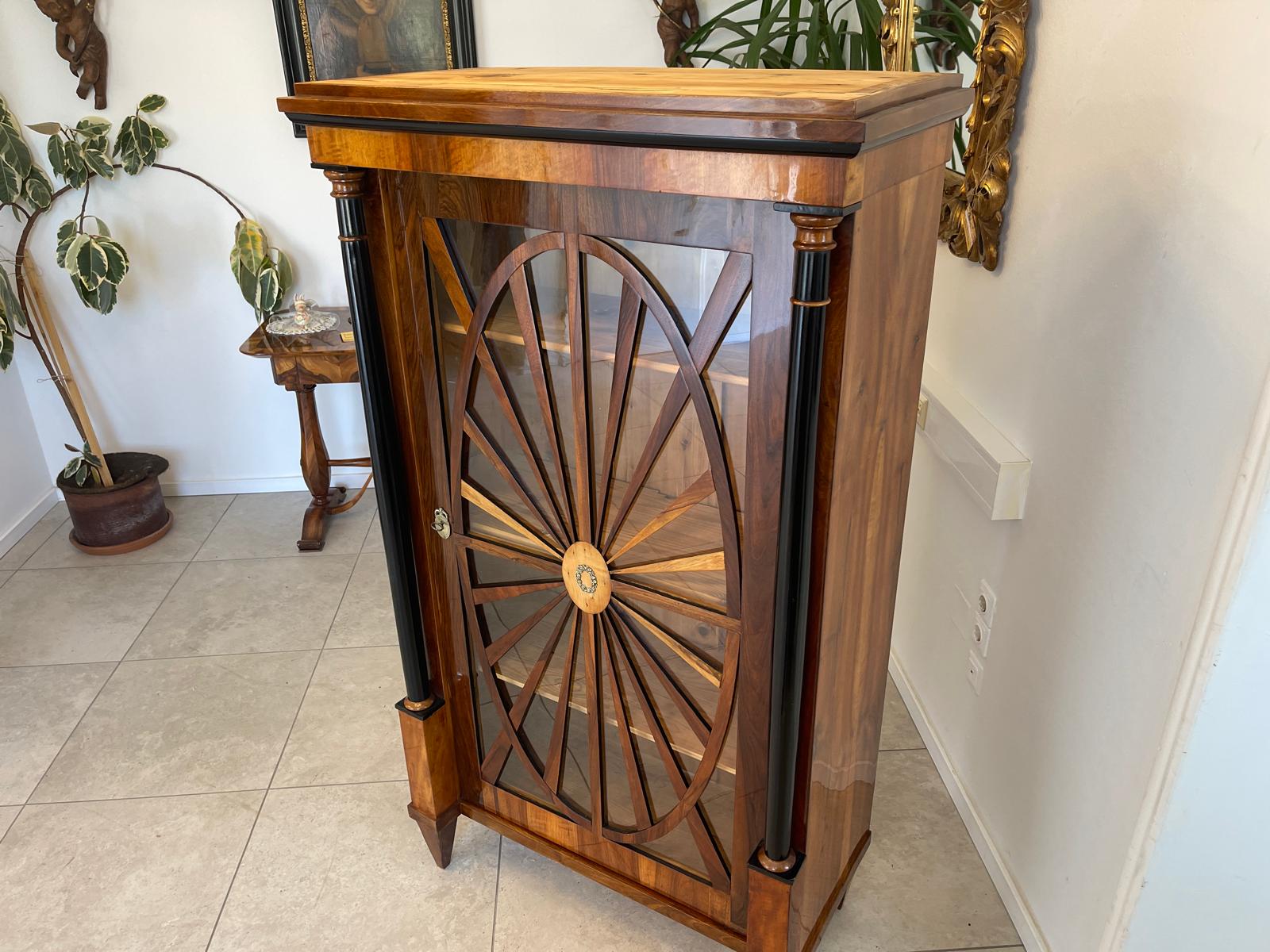 Sale Empire Vitrine Sonnenvitrine Bücherschrank Bibliotheksschrank NussholzAntiquität G1373-1