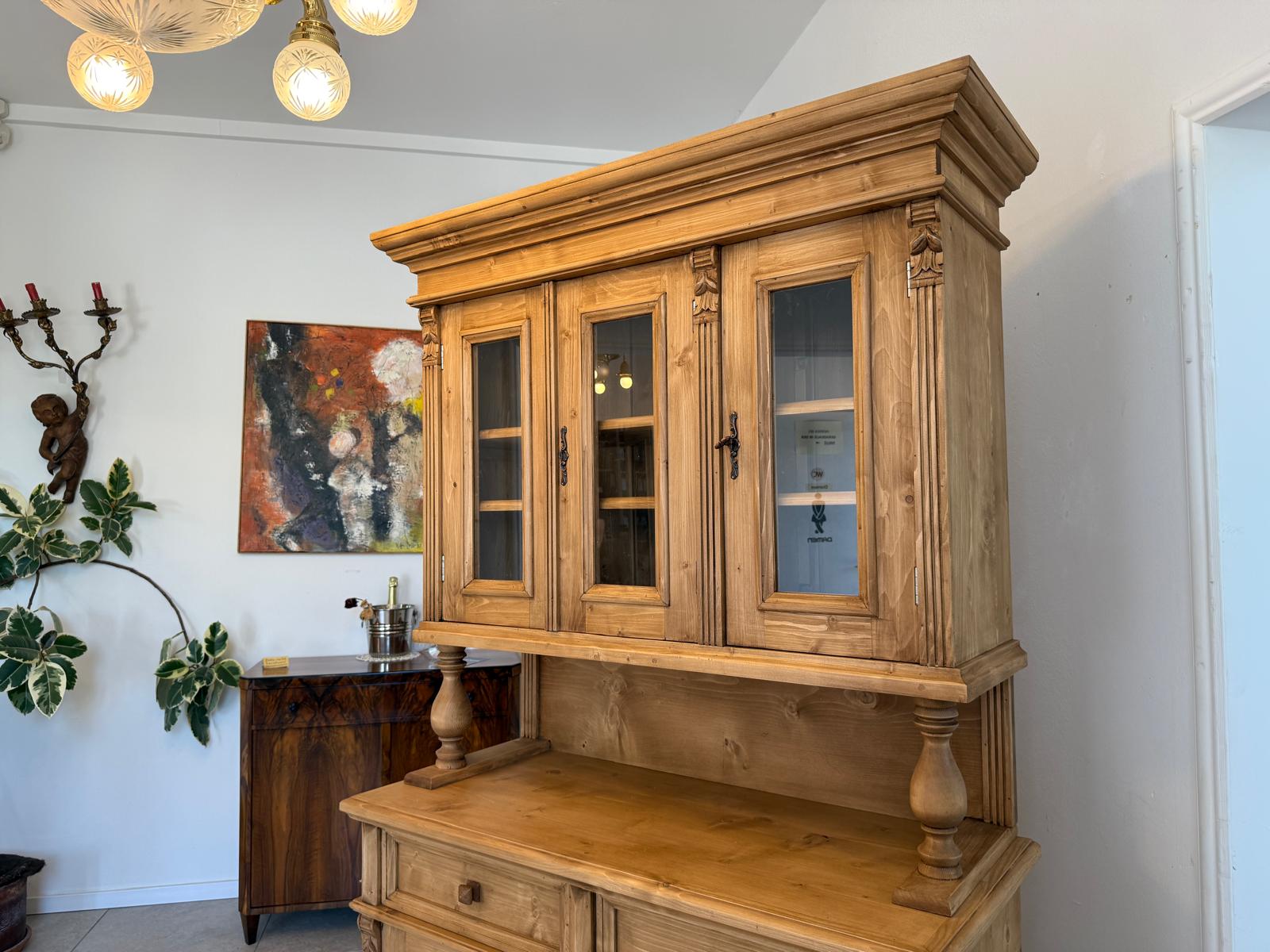 Gründerzeit Küchenkredenz Antike Bauernmöbel Vitrinenschrank A4079
