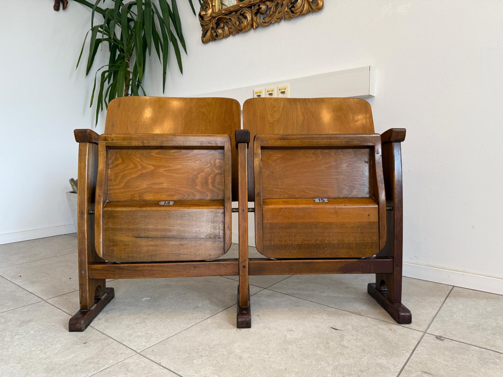 Original Wiener Kinosessel 2er Sitz Klappstuhl Stuhl Nostalgie G1723