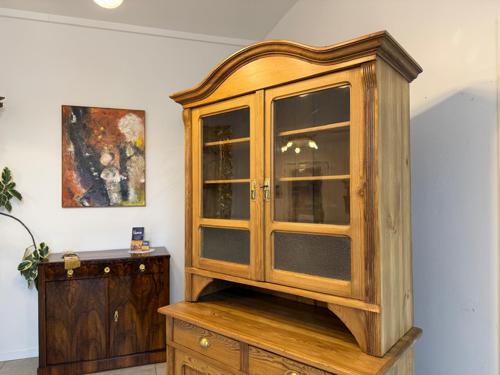 Jugendstil Küchenschrank Naturholz Fichtenholz Turmkredenz Antik Weichholz D1118