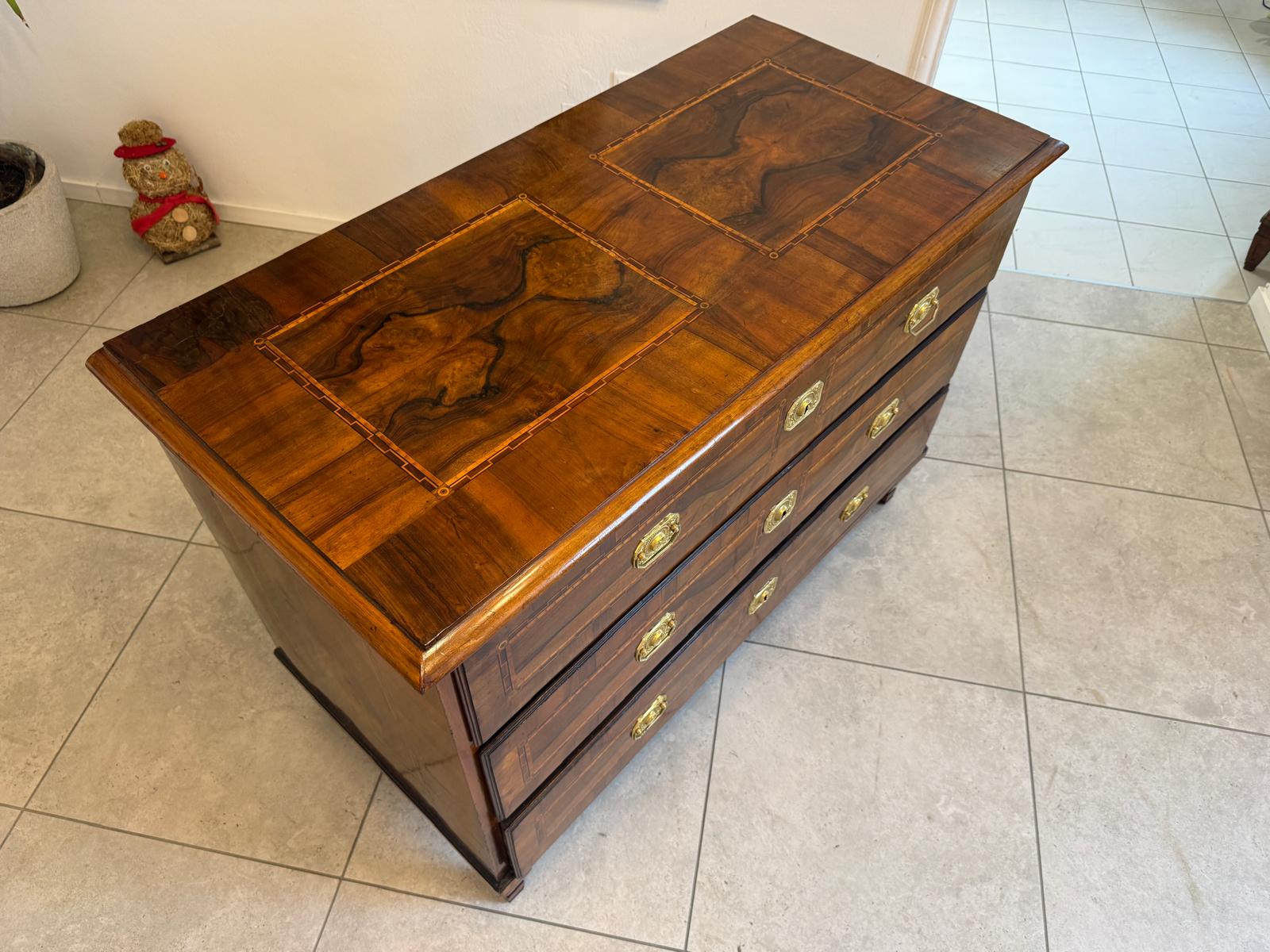 Barock Kommode Obstholz Marketerien Antiquität Nussholz  G2369