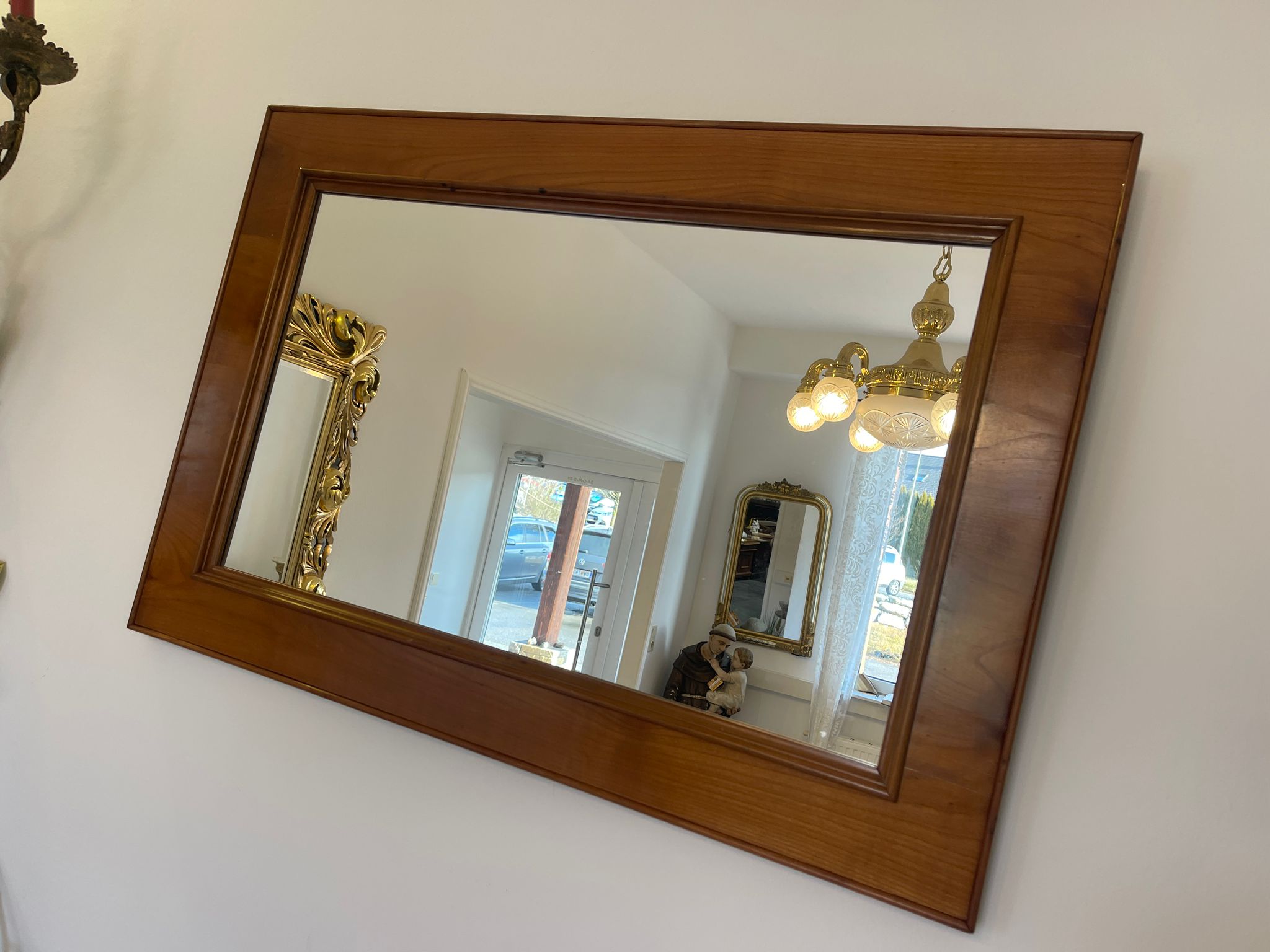Biedermeier Spiegel Wandspiegel Original Kirschholz Furniert E1012