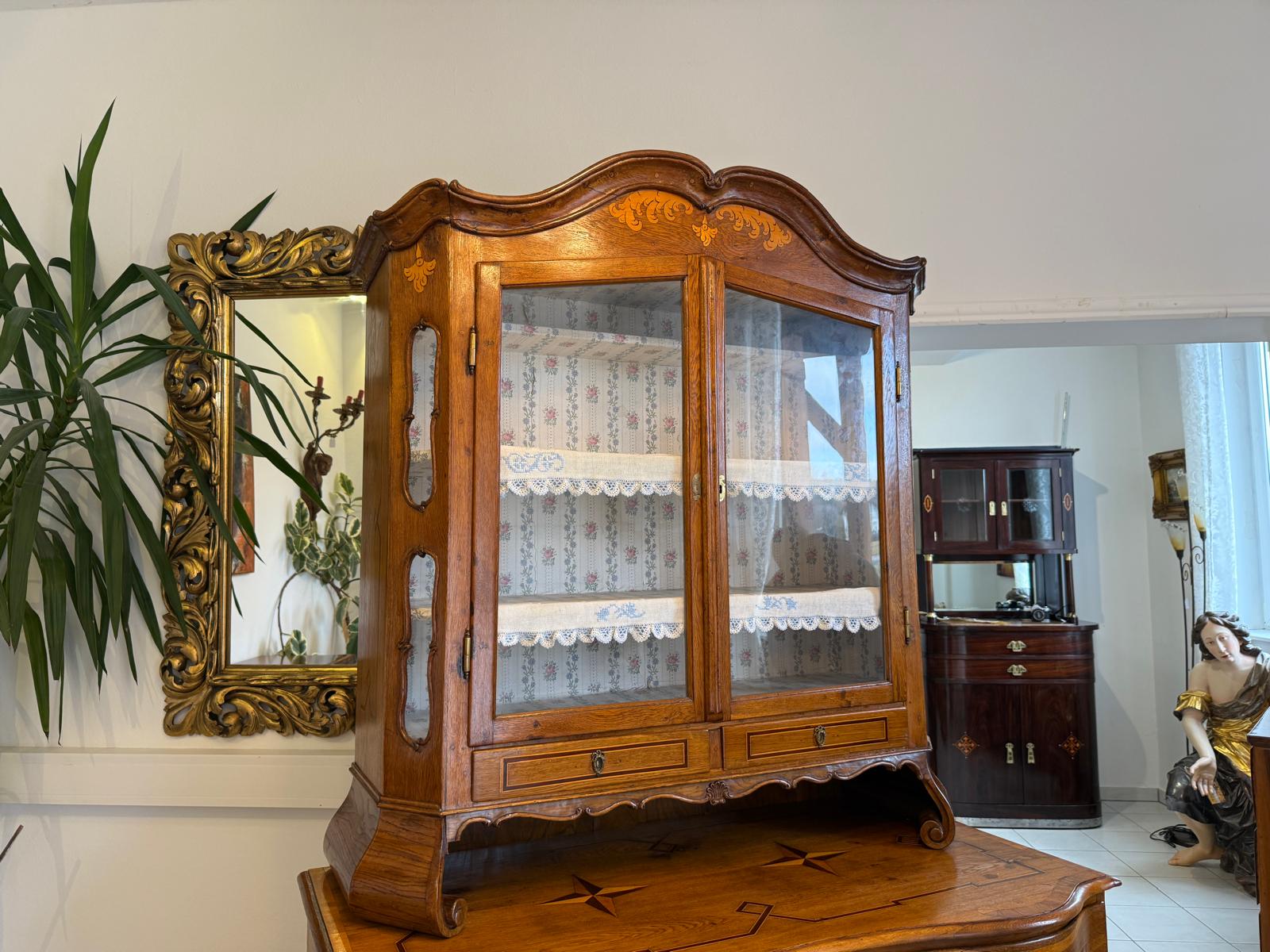 Barocke Aufsatzvitrine Aufsatzkommode Vitrine Antiquität Tabernakl Sale D1142