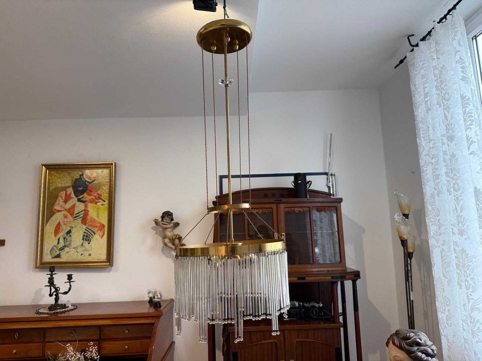 Jugendstil Luster Lampe Kronleuchter Messing Leuchte Antik G2024