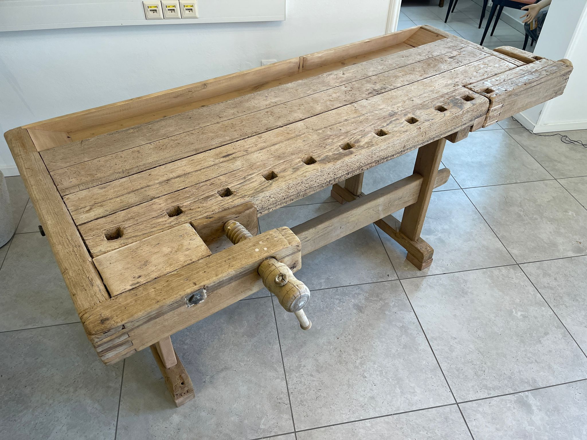 urige restaurierte Hobelbank, Werkbank, Küchentisch A5145