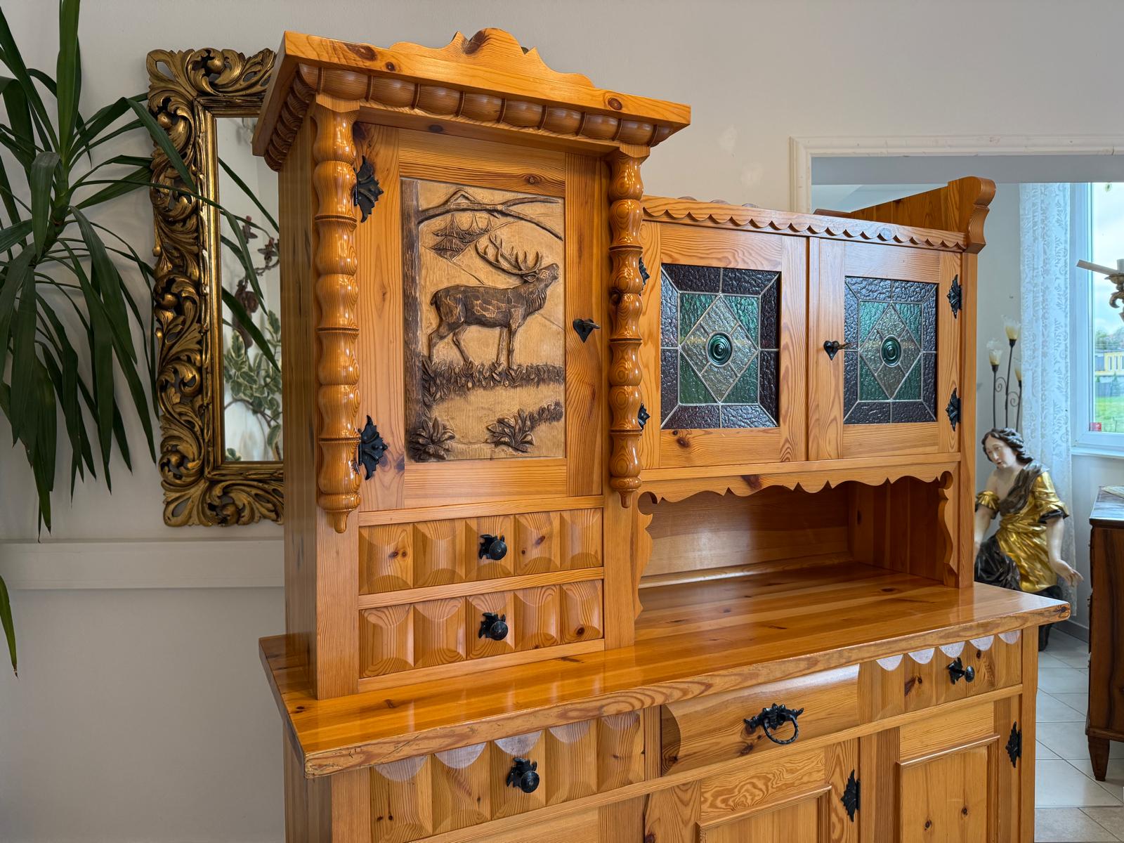 Zirbenholz Kredenz Butzenglas Küchenschrank G2174