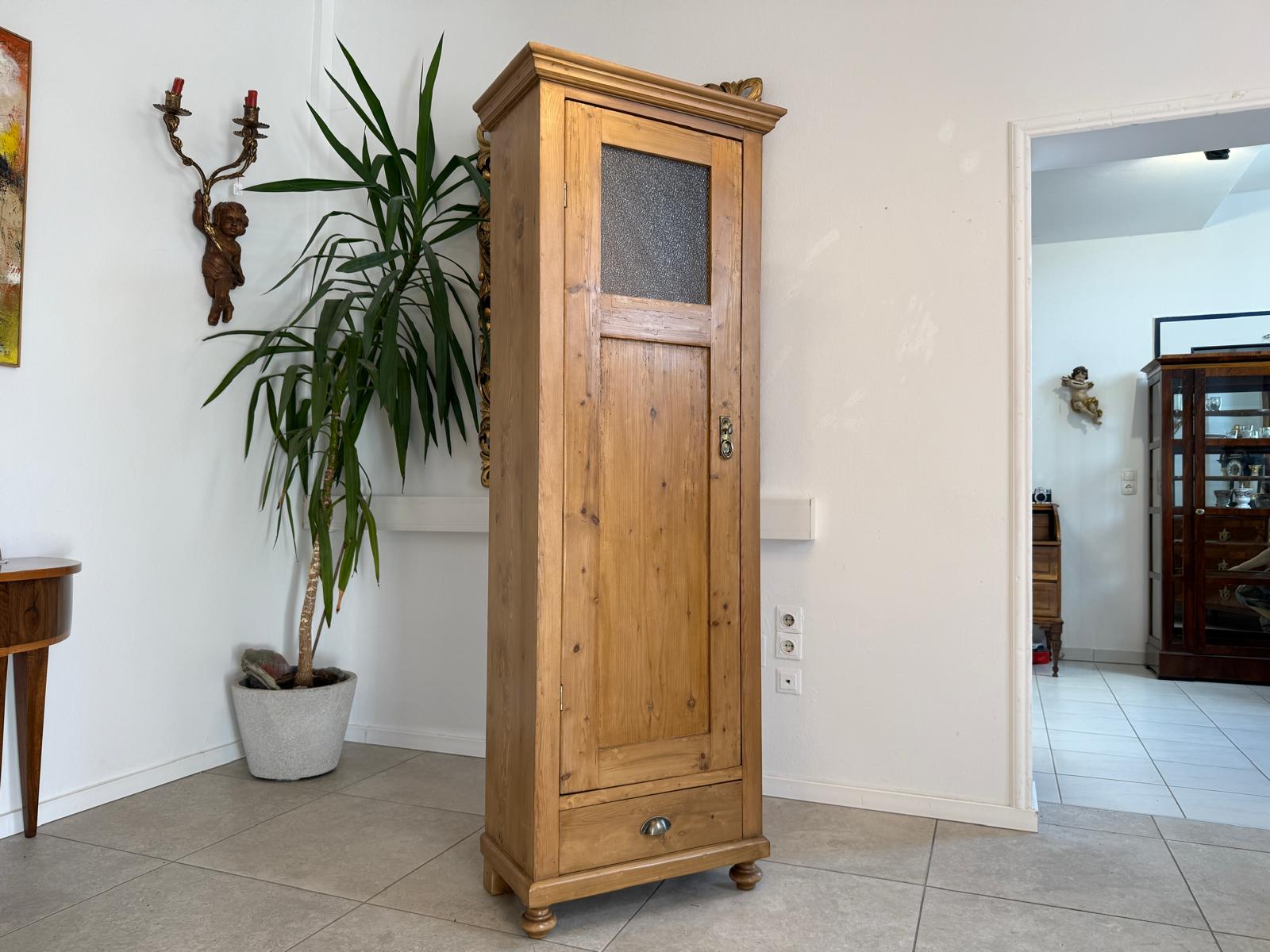 Bäuerlicher 1 türiger Bauernschrank Jugendstil Naturholzschrank Antik G2199