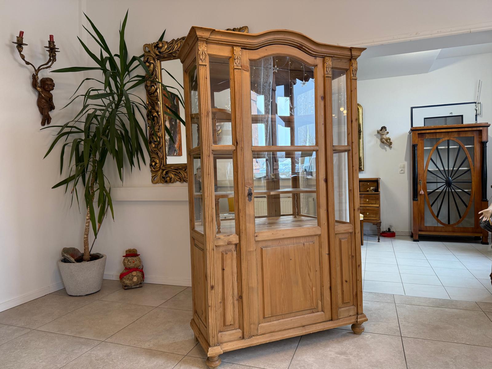 Bäuerliche Gründerzeit Vitrine Bauernvitrine Bauernschrank Naturholz G2340