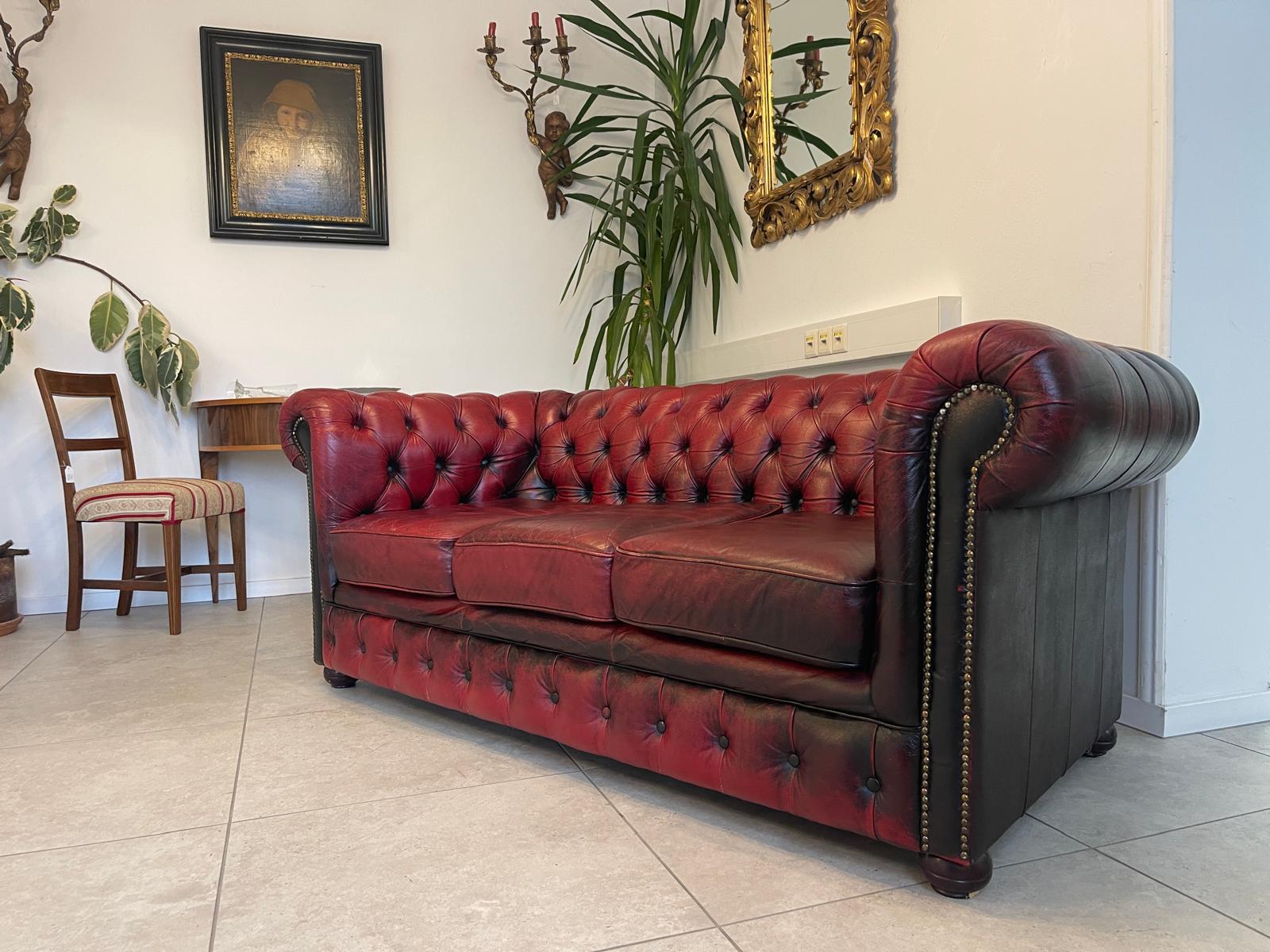 Chesterfield 3er Clubsofa Diwan Couch Oxblood G1052