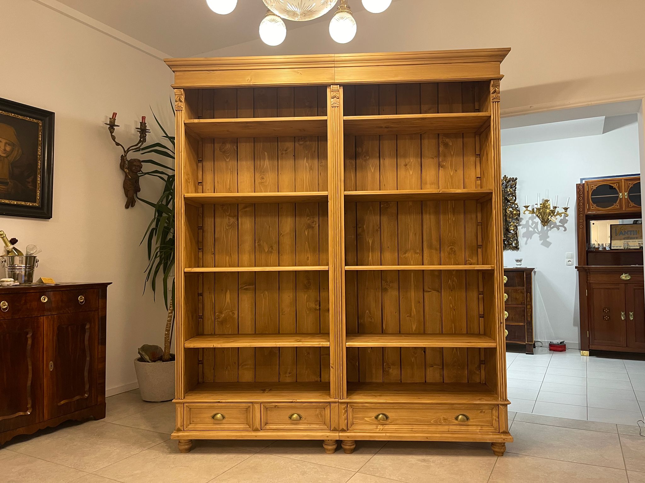 6d1b10bf-0dc7-43ef-be78-0db5a2fc6ced Bauernregal Doppelregal Bücherregal Stellage Bücherschrank Bauernkasten Ordnerschrank antik A5158