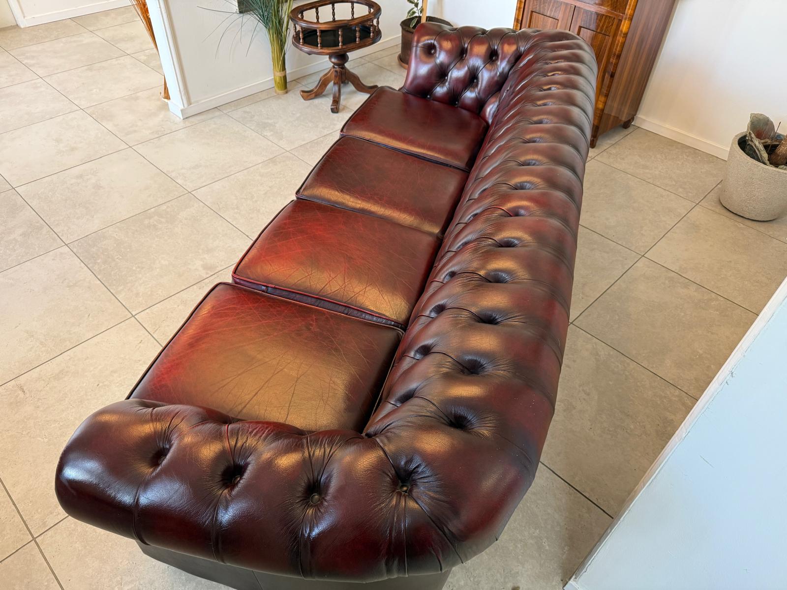 Chesterfield 4er Clubsofa Diwan Echtledersofa Oxblood D2923