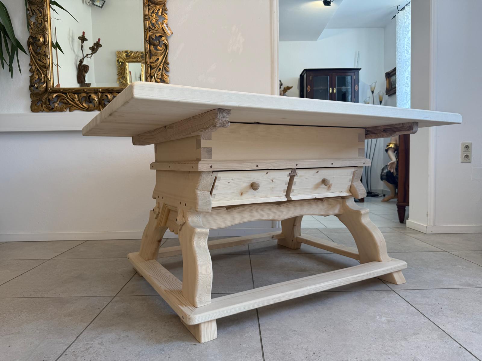 massiver Jogltisch Bauerntisch Naturholz Fichte Hüttentisch 150x120 E1431 Kopie