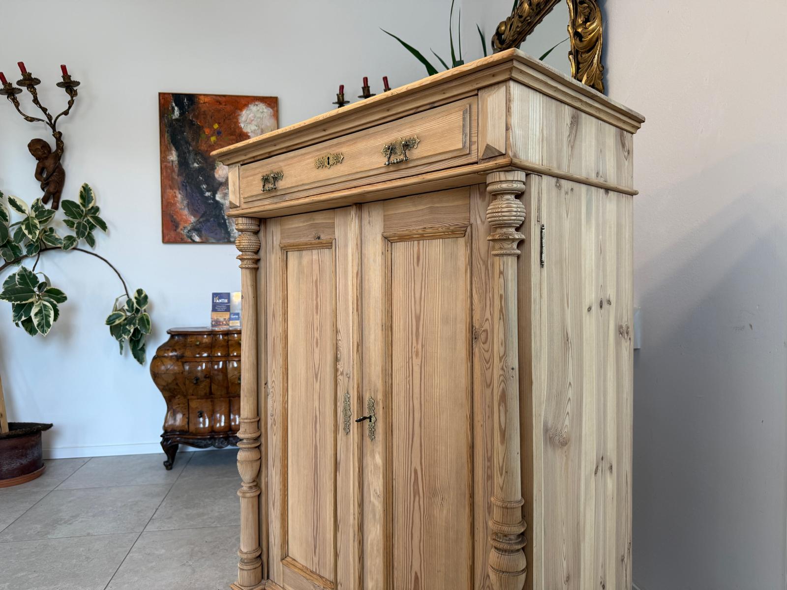 Bäuerliches Gründerzeit Säulen Vertiko Bücherschrank Halbschrank Bauernschrank D1168