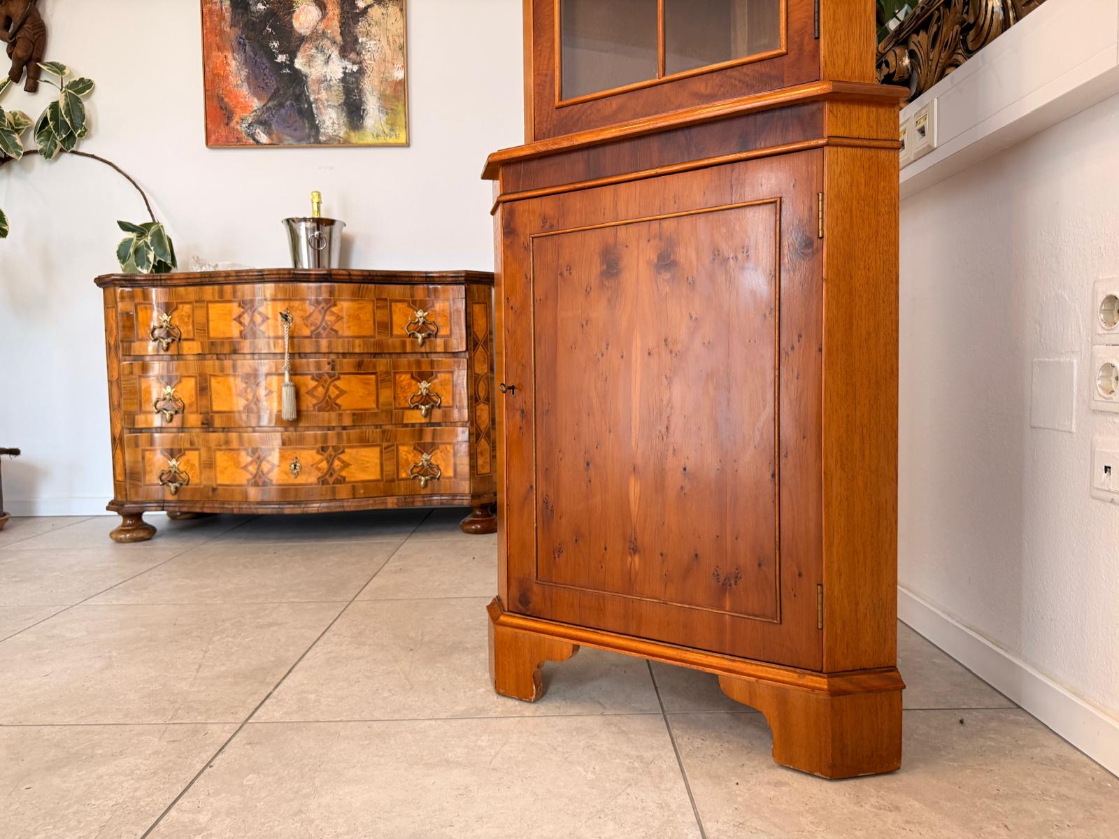 Eckvitrine Glasschrank Glaskasten Kolonial Stil Büroschrank D2664