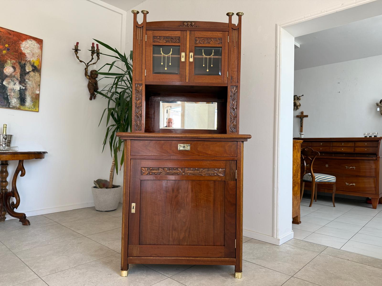 Jugendstil Vitrine Sammlervitrine Vitrinenschrank Antiquität G1779
