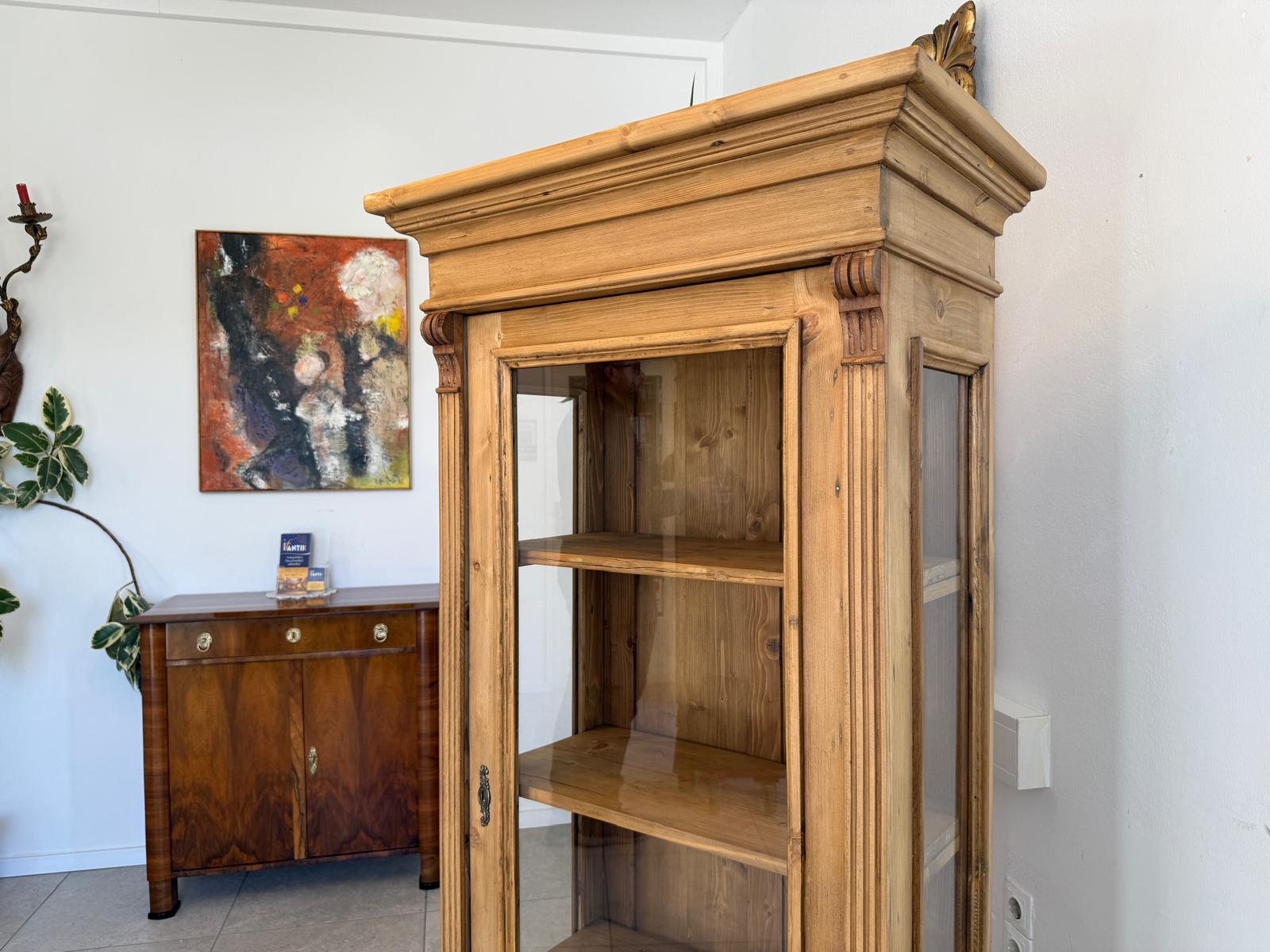 Bäuerliche Vitrine Bauernvitrine Bücherschrank antik Bauernschrank Glasschrank D2344