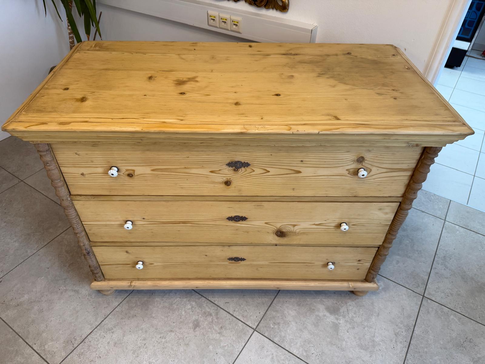 Originale Gründerzeit Kommode Restauriert Fichtenholz Antik D1081