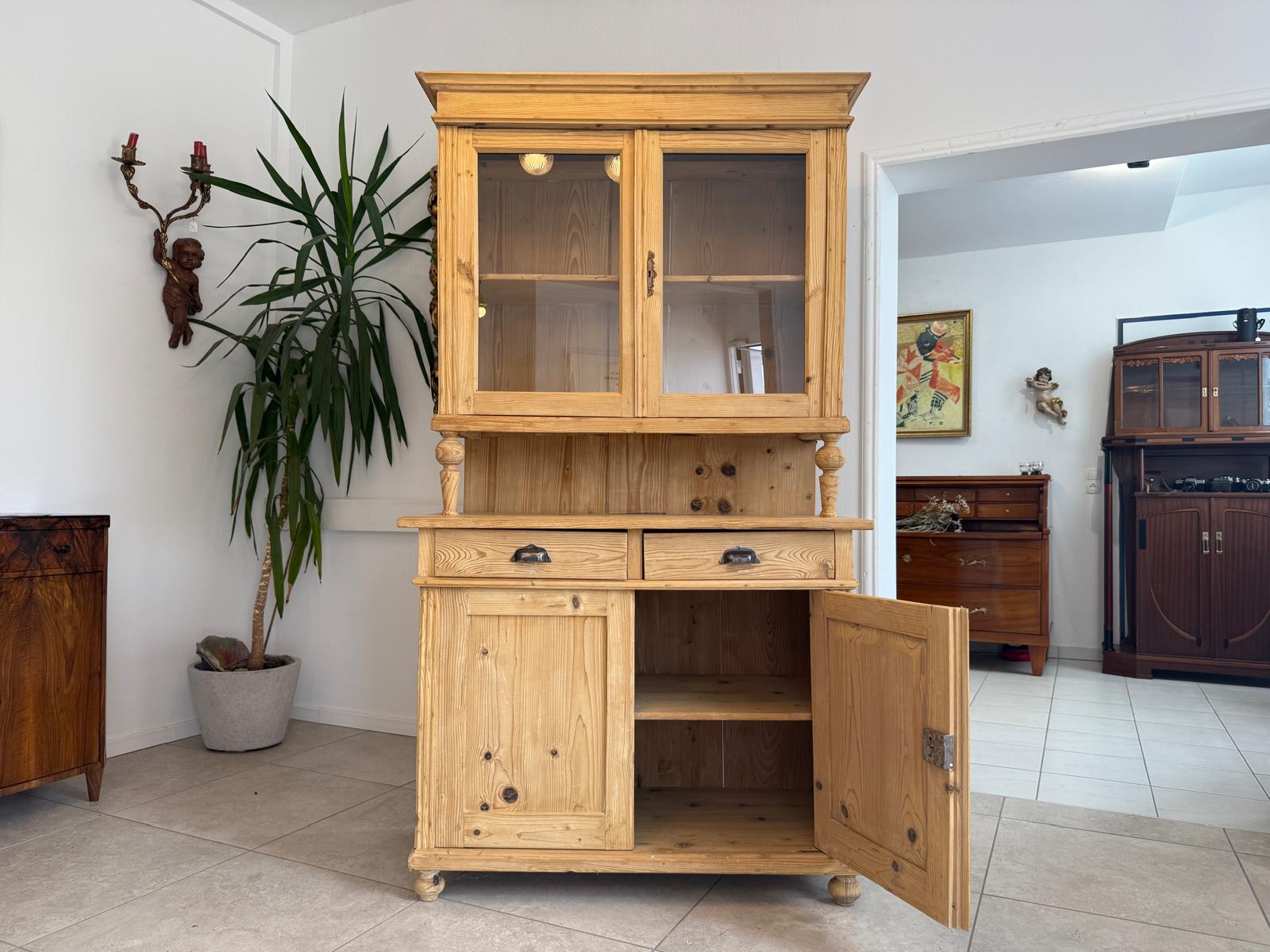 Restaurierte Gründerzeit Küchenschrank Vitrinenschrank Bauernschrank Bauernmöbel G1988