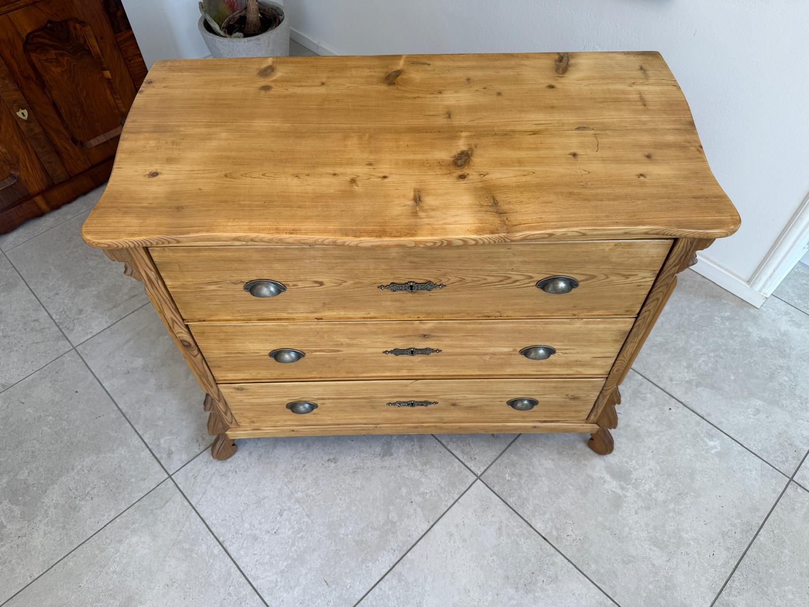 Restaurierte Gründerzeit 3 Laden Kommode Luize Phillipe Weichholz G1845