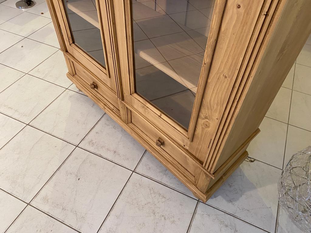 Antike Bauernvitrine Vitrine Naturholz Bücherschrank Antike Möbel G1110