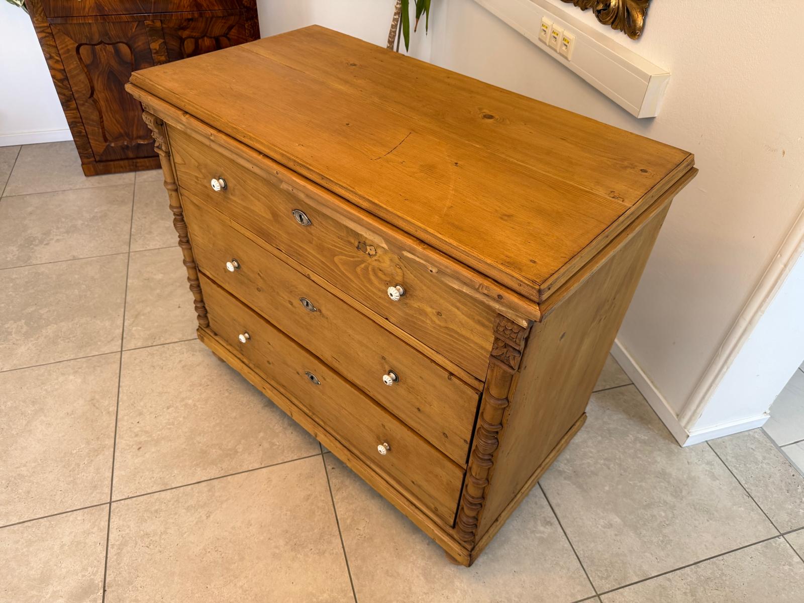 Biedermeier Kommode 3 Ladenkommode Antik Restauriert D2486