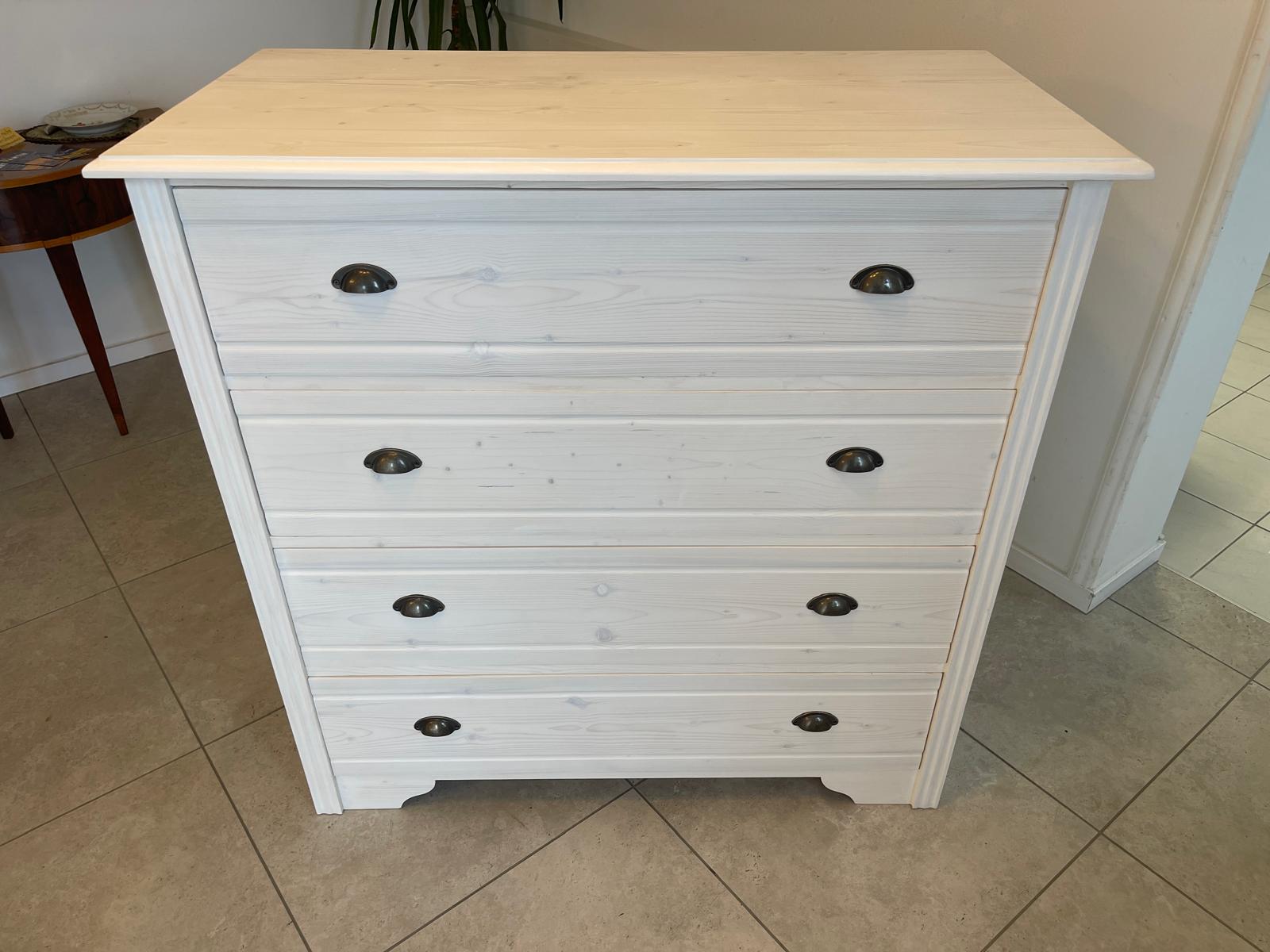 Bäuerliche Anrichte Sideboard Kommode Naturholz Fichtenholz Weiss G1071