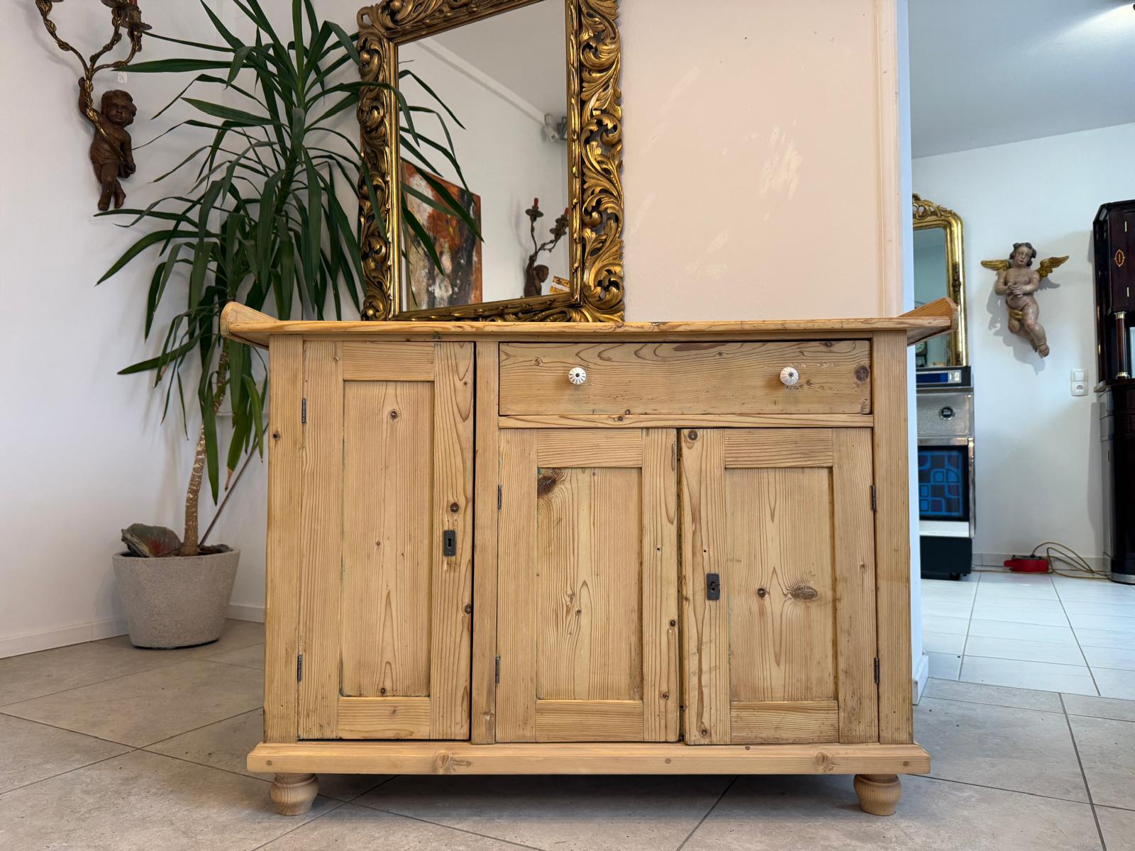 Bäuerliche Wickelanrichte Kommode Naturholz Antik & Alt D1083