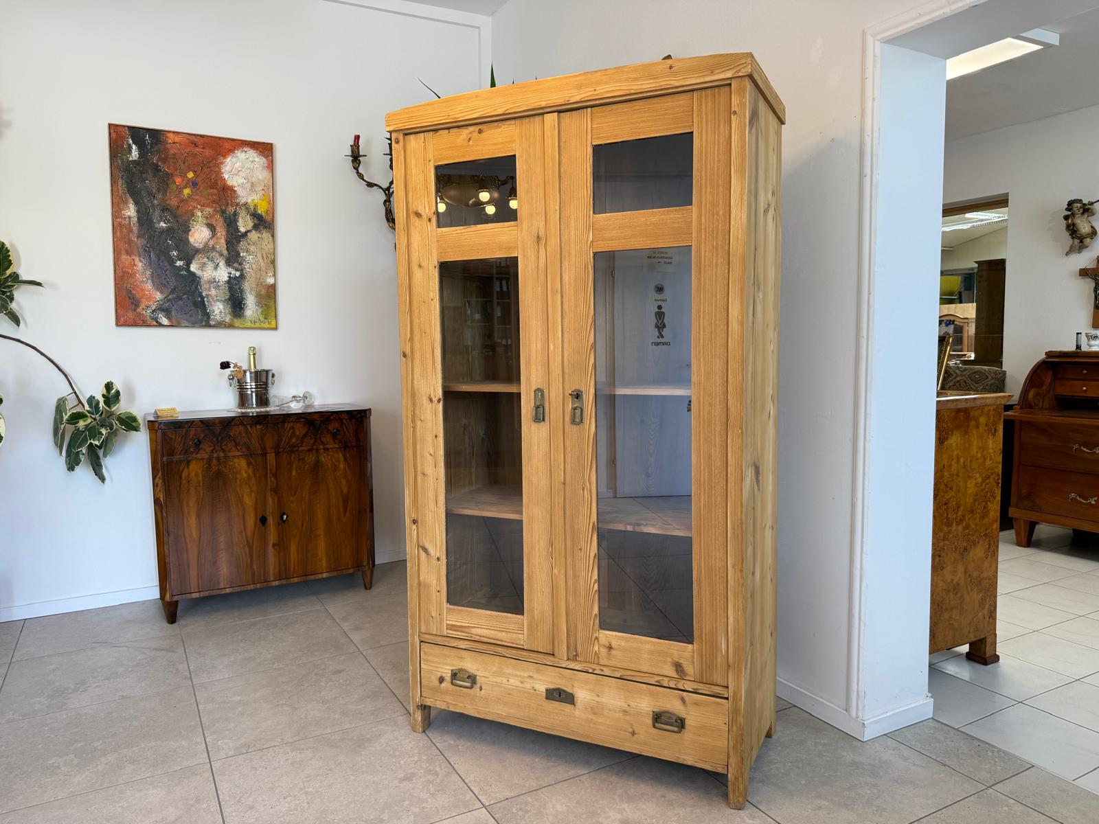 Restaurierte Jugendstil Bauernvitrine Bauernschrank Bücherschrank Antik G1949