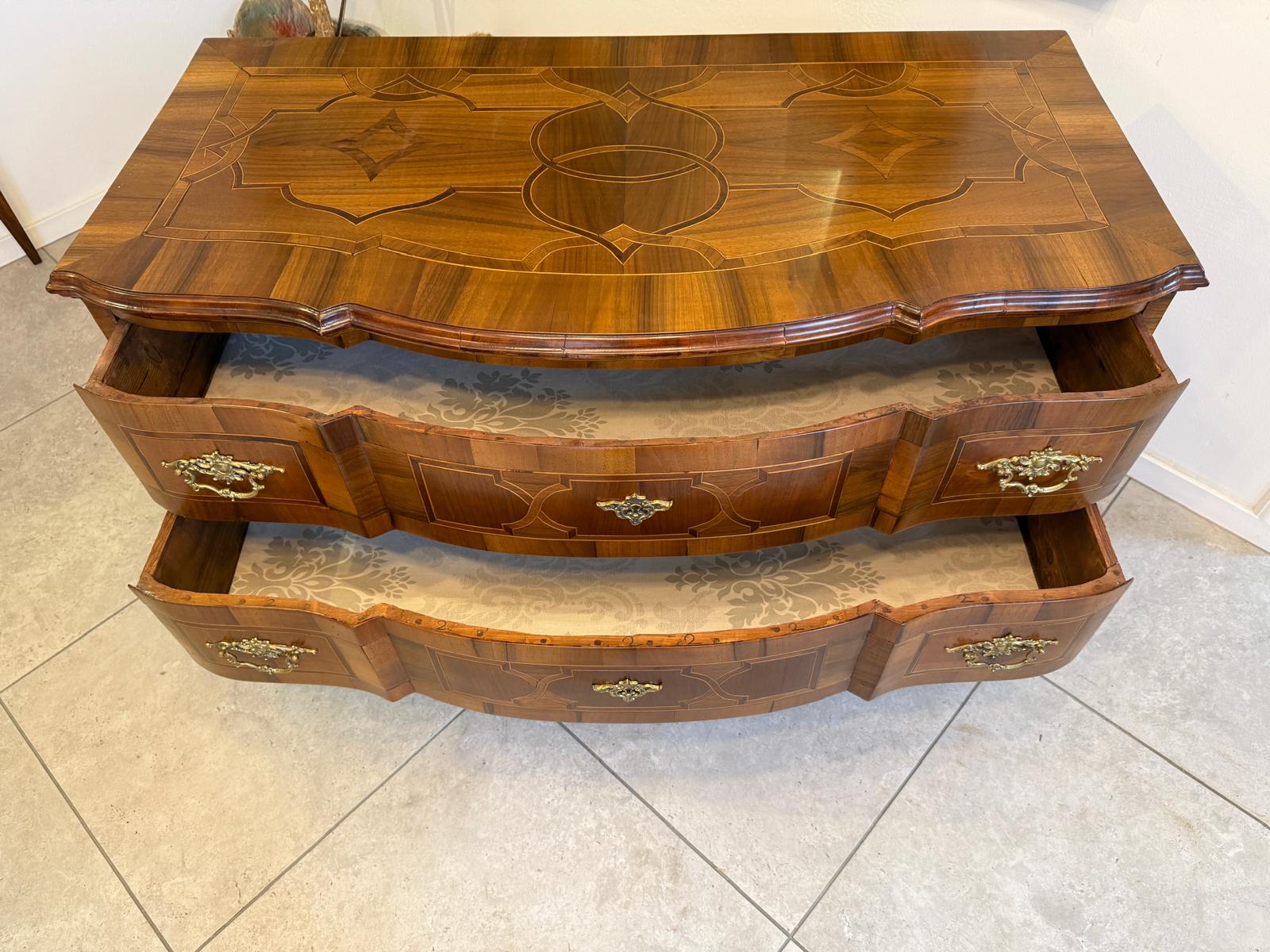 Authentische Barock Kommode Obstholz Marketerien Antiquität Nussholz  G2370