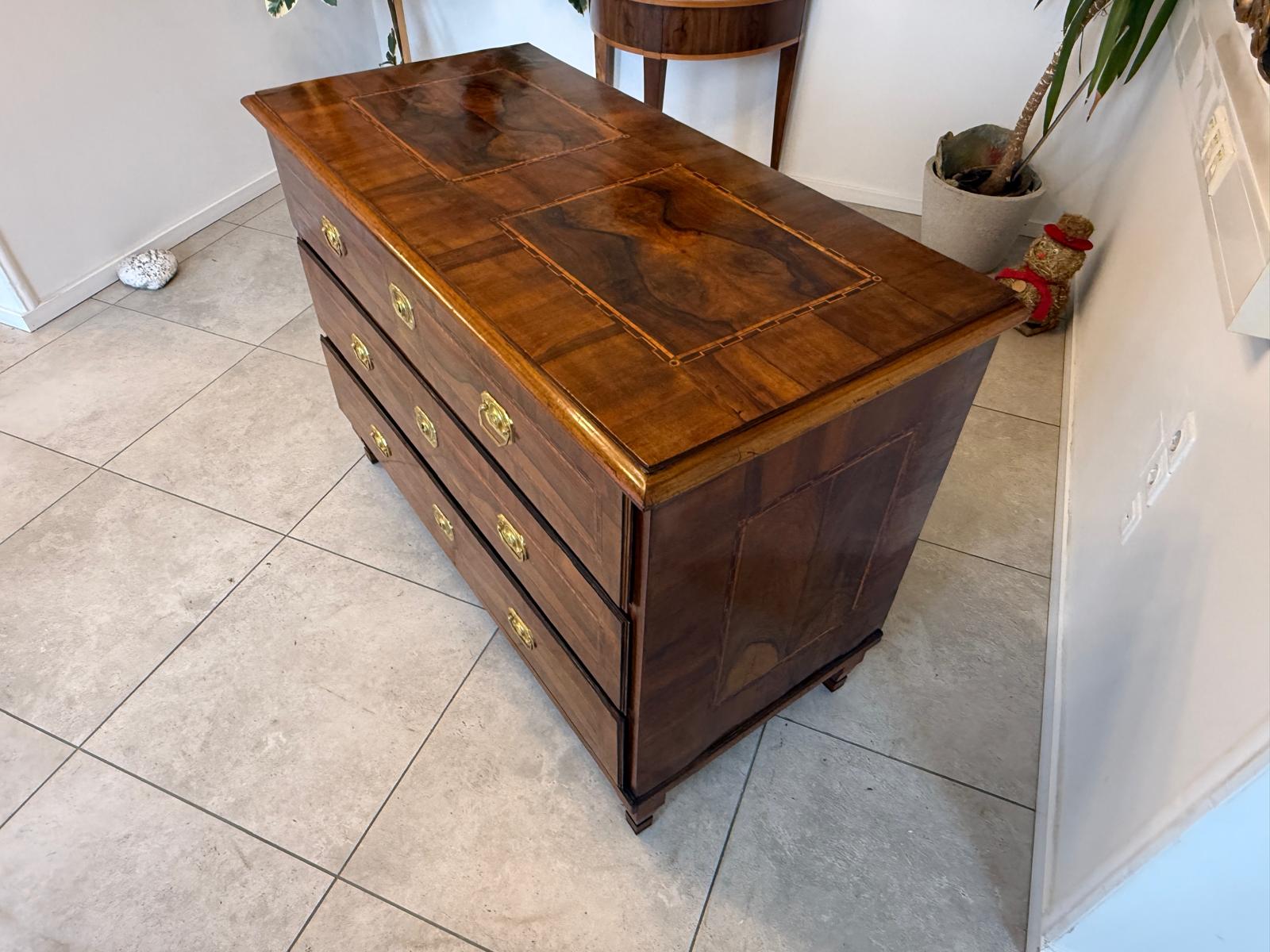 Barock Kommode Obstholz Marketerien Antiquität Nussholz  G2369