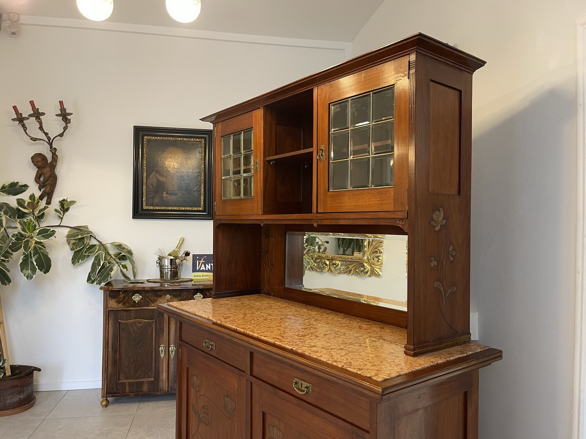Jugendstil Aufsatzbuffet Bücherschrank Original  B1571