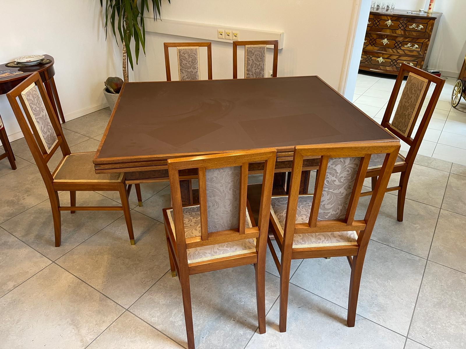 eefec4b9-316b-43e3-b32a-138574258fe8-1 Jugendstil Essgruppe 7-teilig mit Auszugtisch und Sessel - Elegante Speisezimmermöbel - A4179