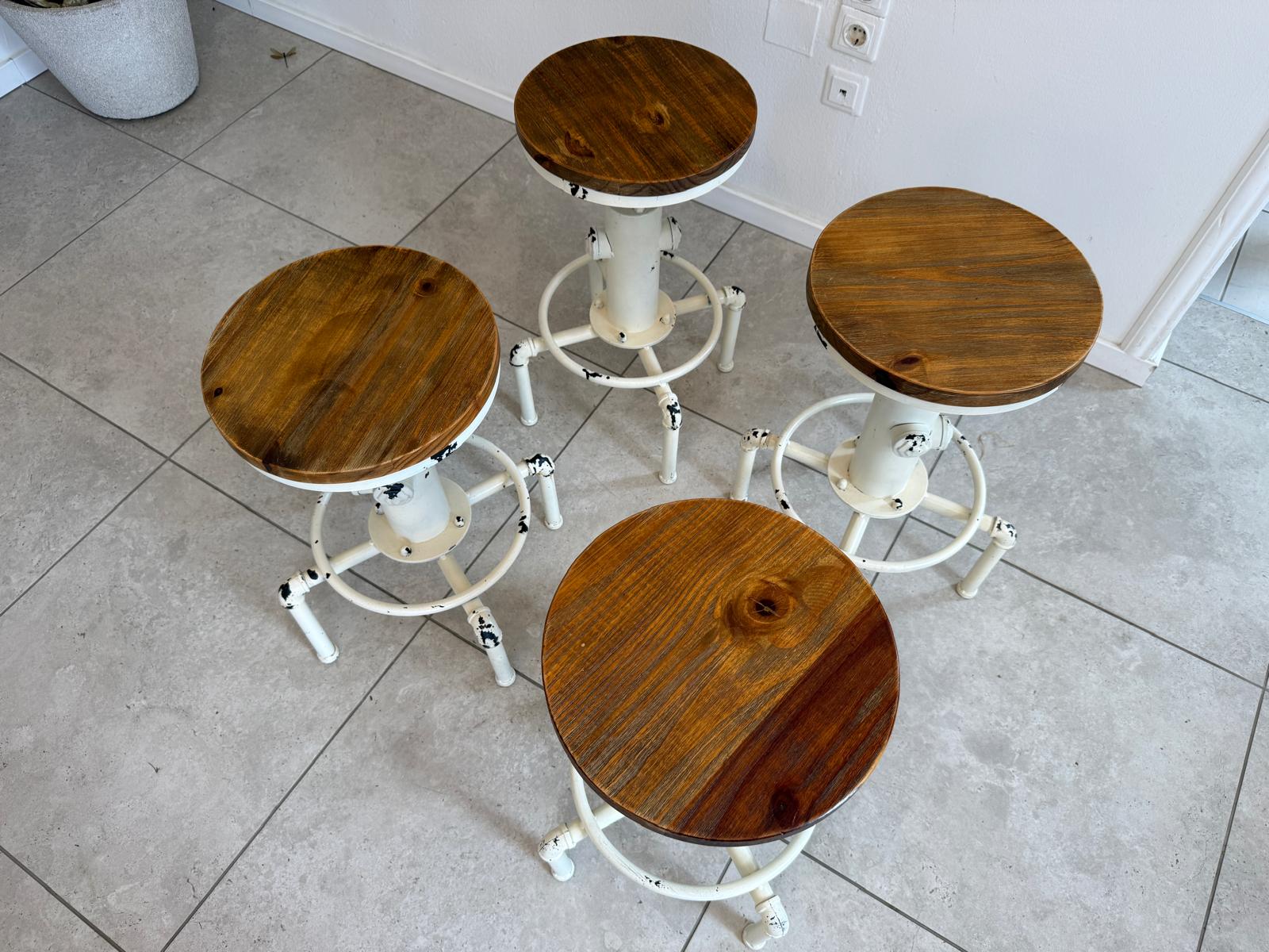 4 Industrial-Hocker Holzsitzflächen Barhocker Sitzsessel D2520