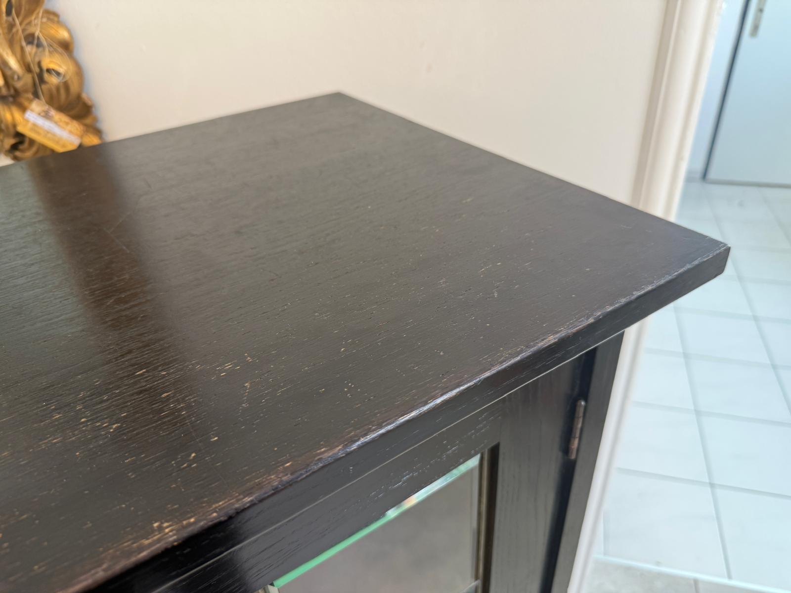 Original Jugendstil Vitrine Bücherschrank Vitrinenschrank Schwarz Antik G2060